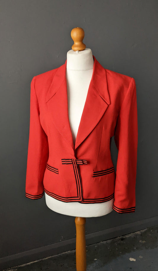 80s Tailored Wool Jacket by Rafael, Eighties Fitted Blazer, Size Large