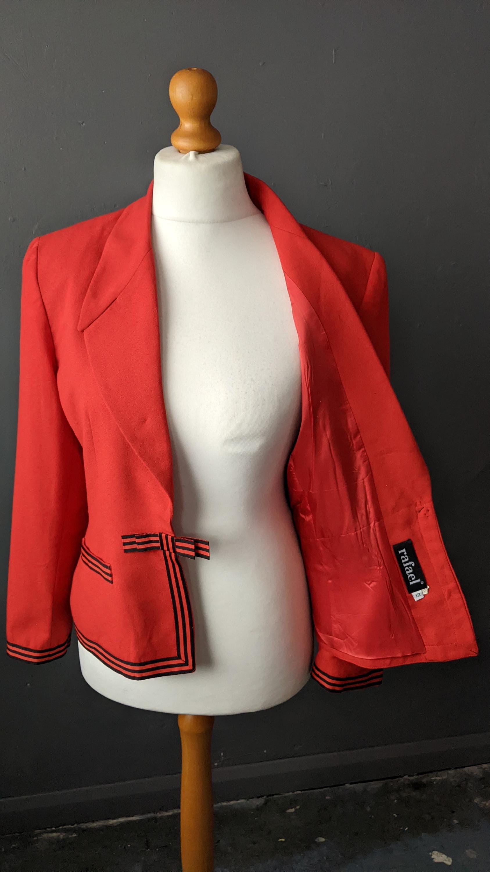 80s Tailored Wool Jacket by Rafael, Eighties Fitted Blazer, Size Large