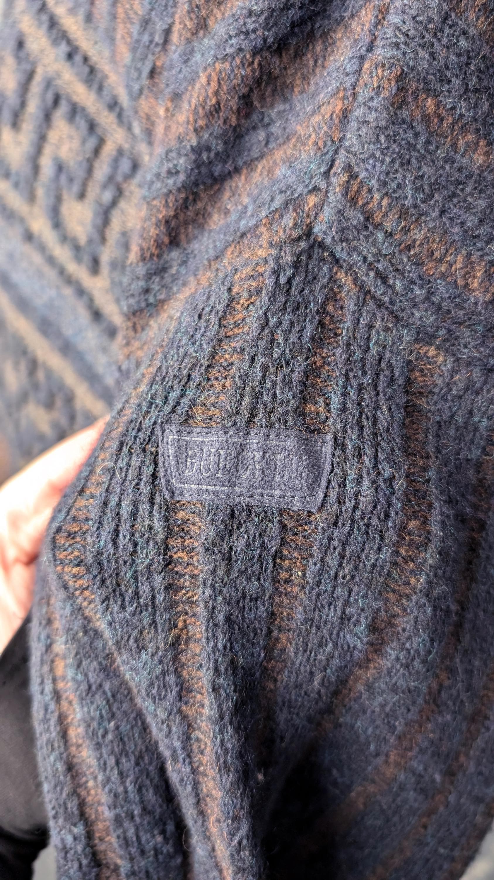 Mens 90s Wool Blend Jumper by Bueckle, Vertical Striped Zip Neck, Size Medium Large