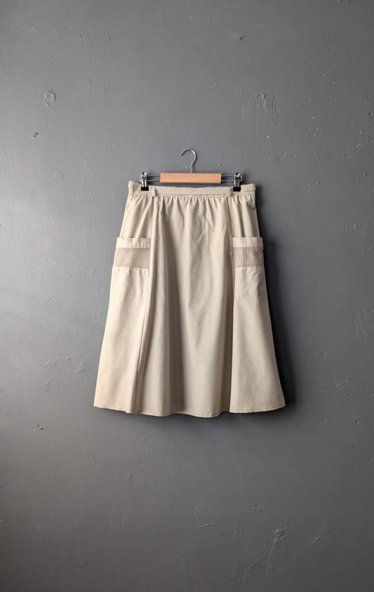 New Wave Minimalist 80s Skirt with Fishnet Pockets by C&A, Size Small Medium