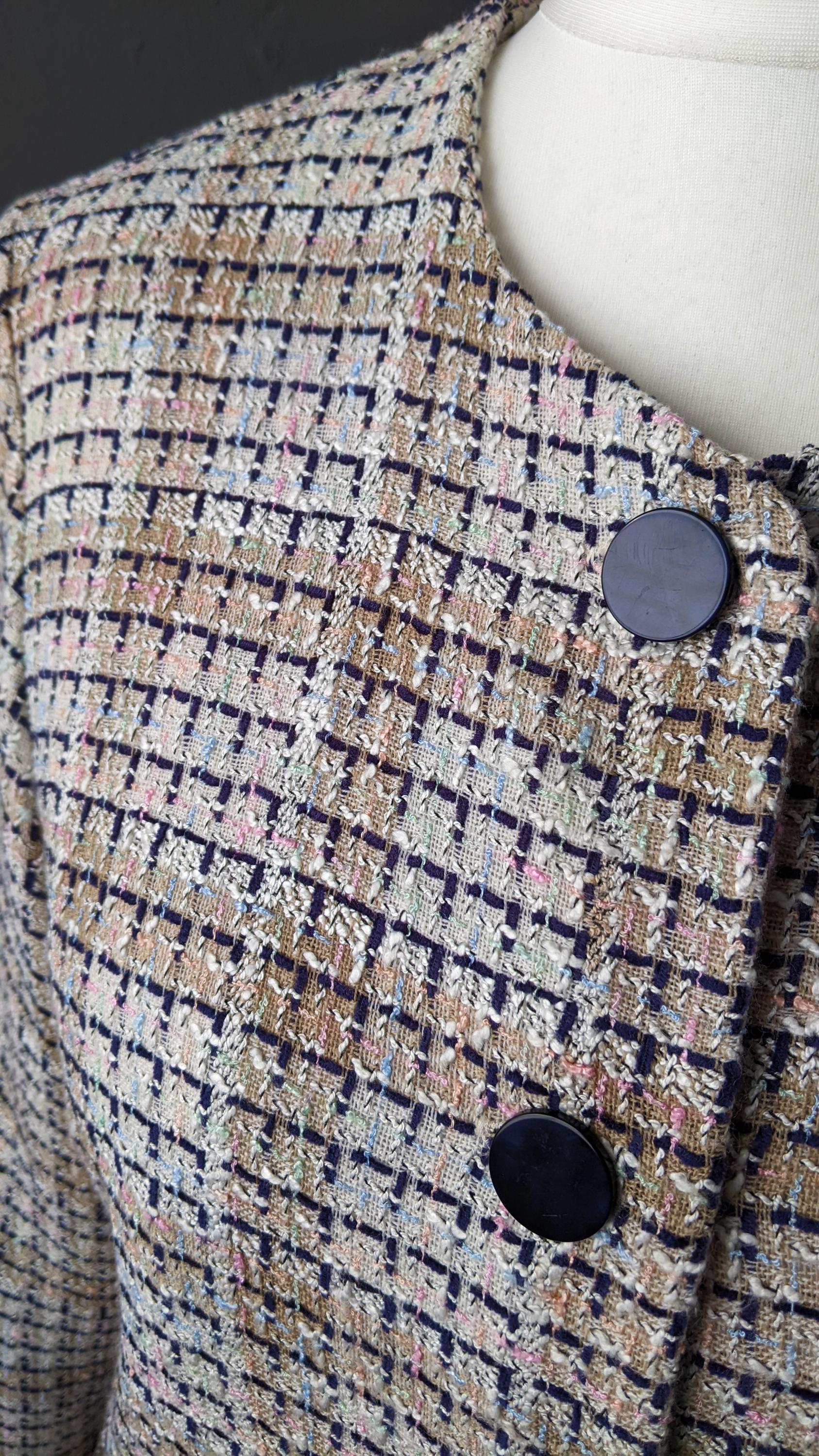 90s Check Tweed Jacket, Boxy Dress Blazer, Size Large