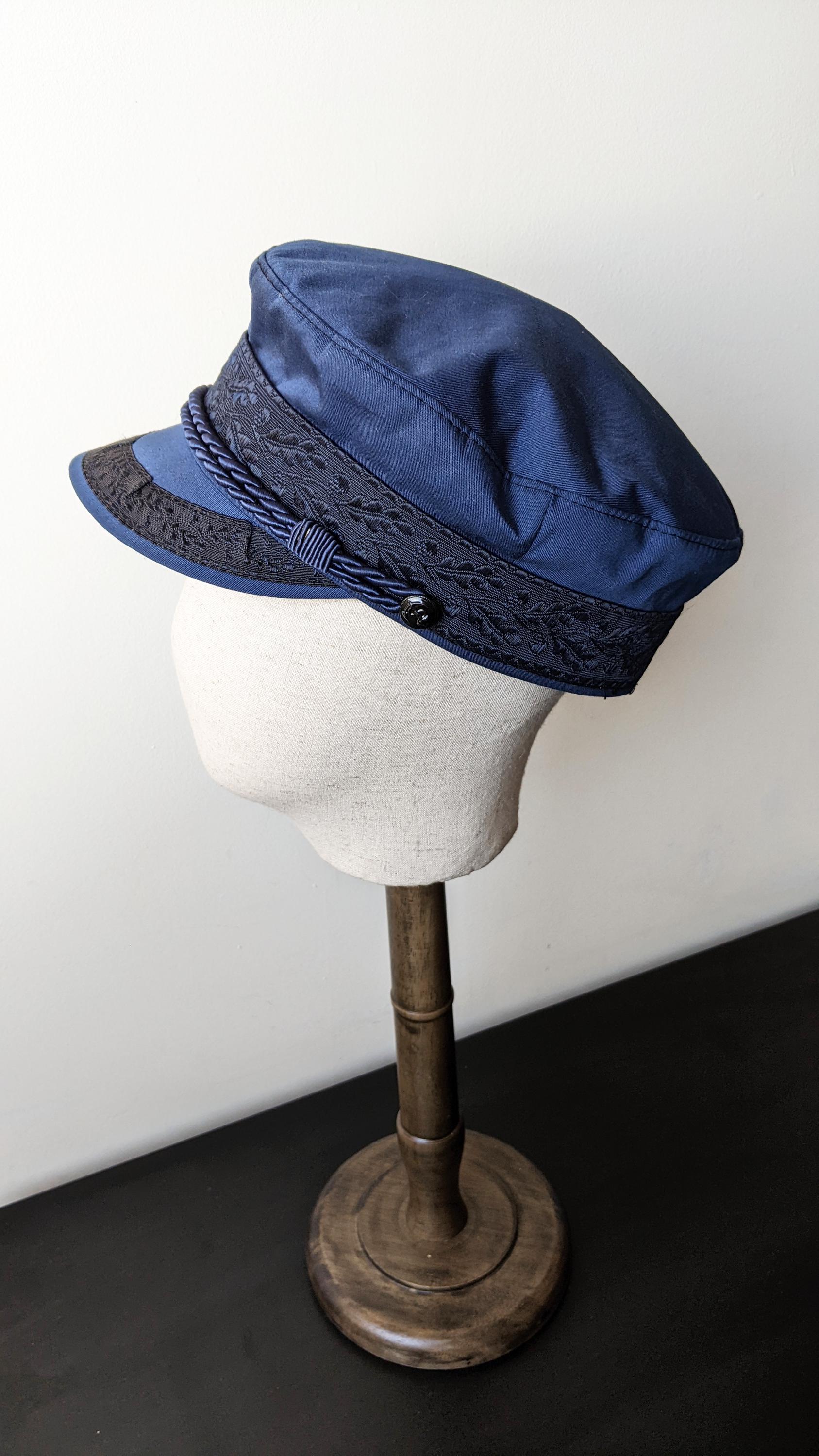 Blue Prinz Heinrich Hat, Prince Henry Sailors Cap, Mens Size Medium