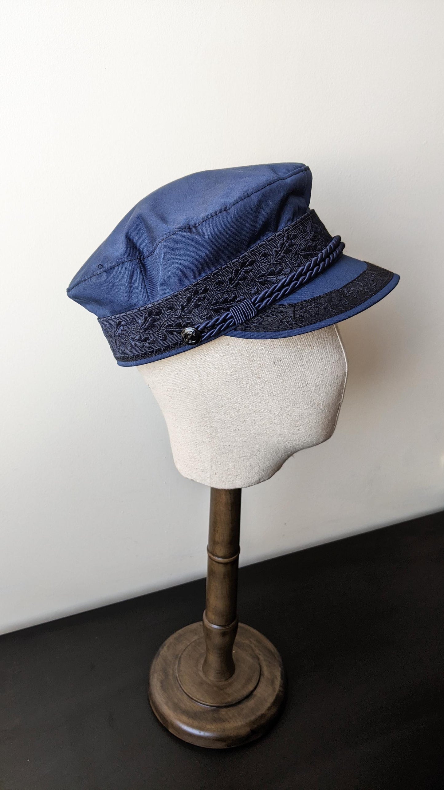 Blue Prinz Heinrich Hat, Prince Henry Sailors Cap, Mens Size Medium