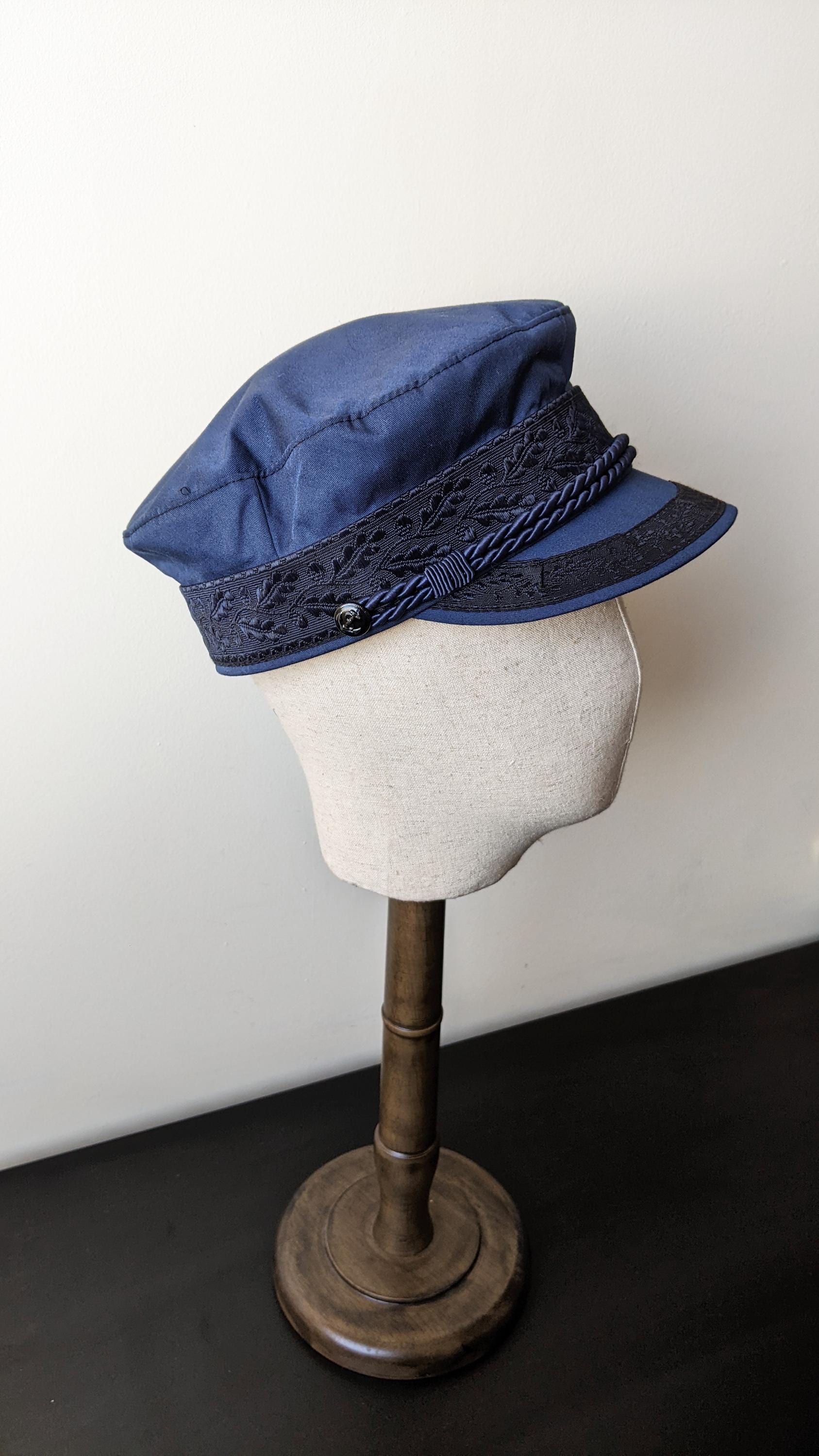 Blue Prinz Heinrich Hat, Prince Henry Sailors Cap, Mens Size Medium