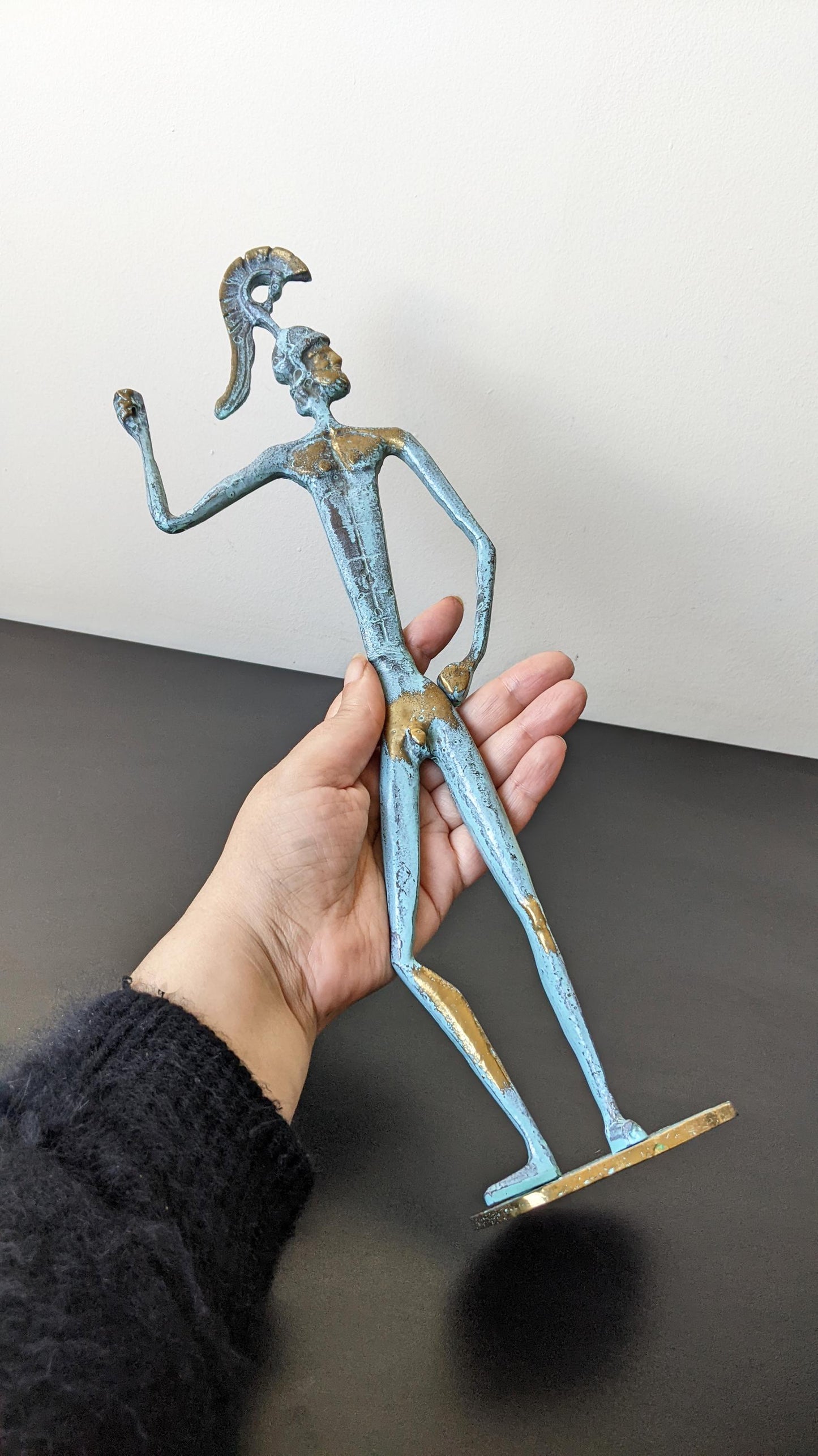 Vintage Achilles Warrior Statue, Greek Myths And Legends Brass Figurine