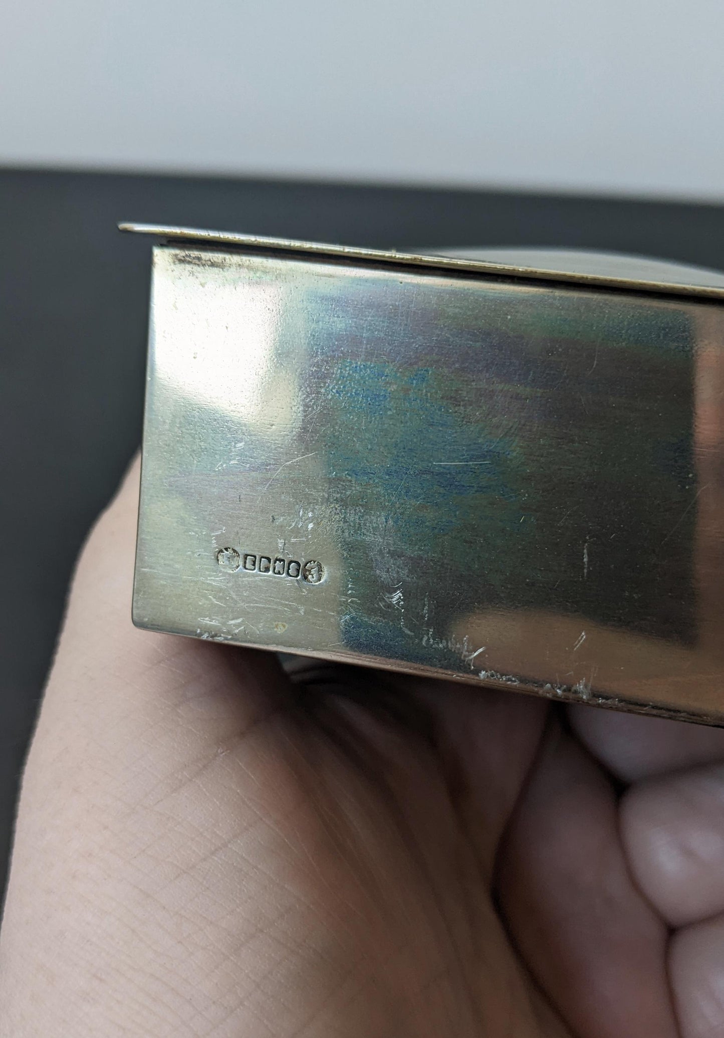 Vintage Silver Plated Pill Box with Initials, Etched Jewellery or Tobacco Storage