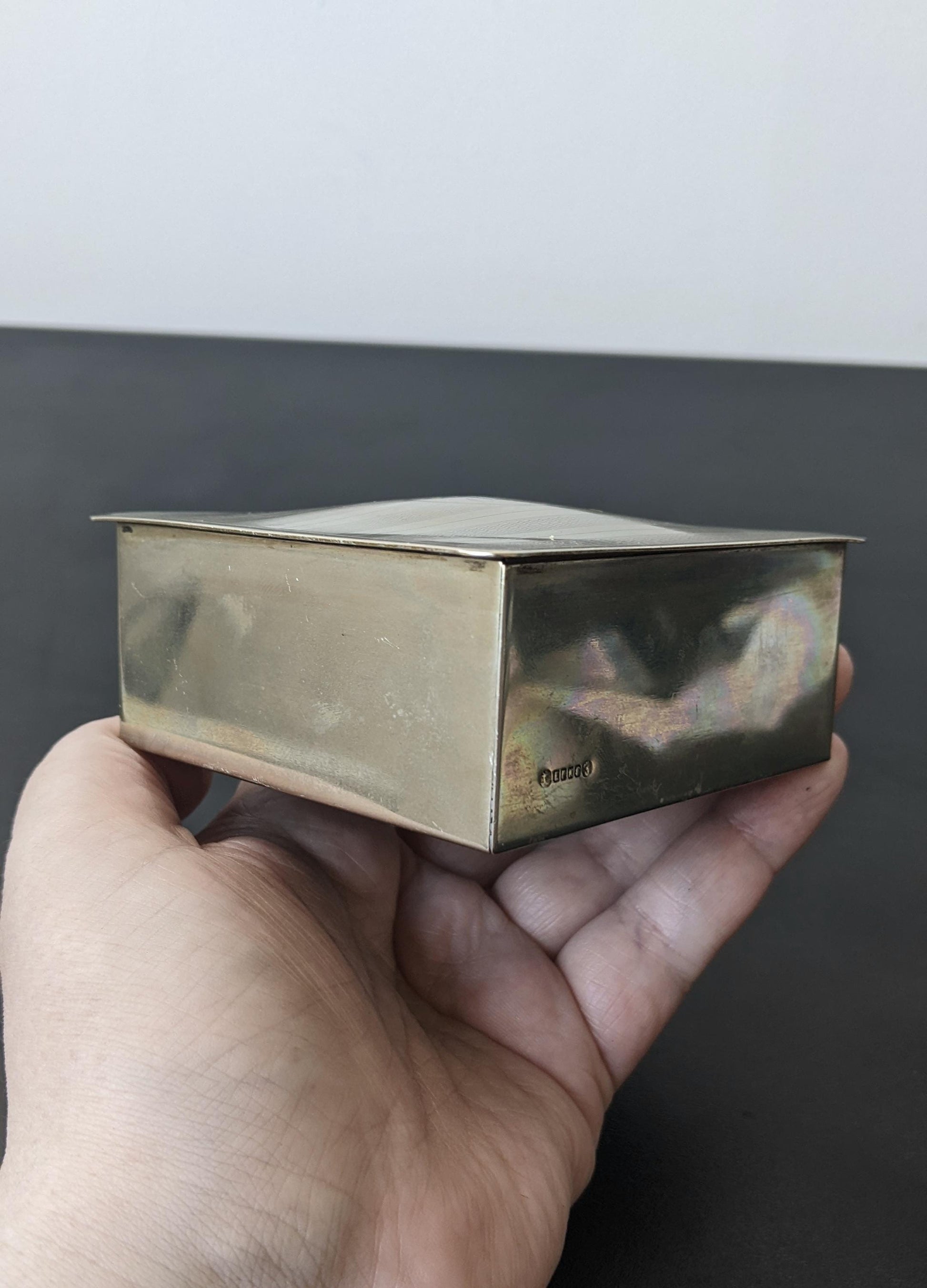 Vintage Silver Plated Pill Box with Initials, Etched Jewellery or Tobacco Storage