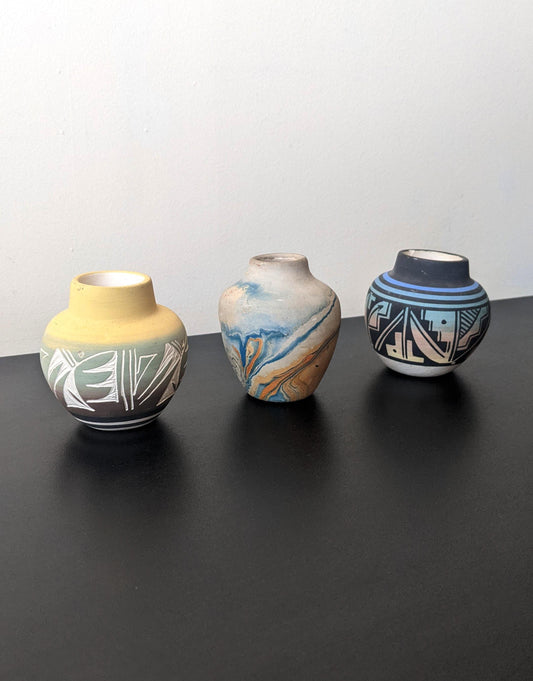 Small Mesa Verde Pots, Navajo Ute Studio Art Pottery