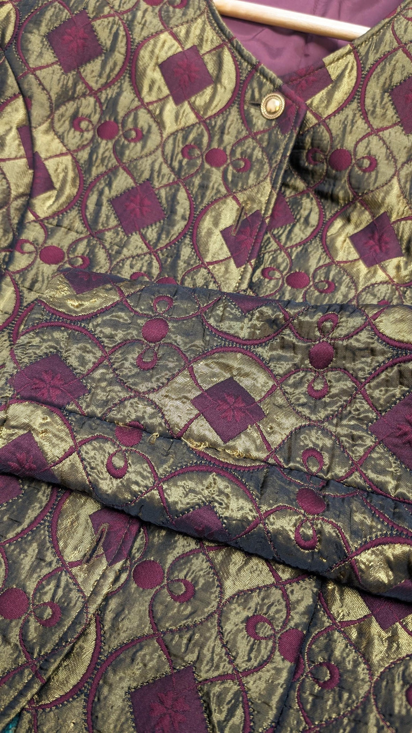 80s Metallic Brocade Jacket, Glam Blazer, XL Eveningwear