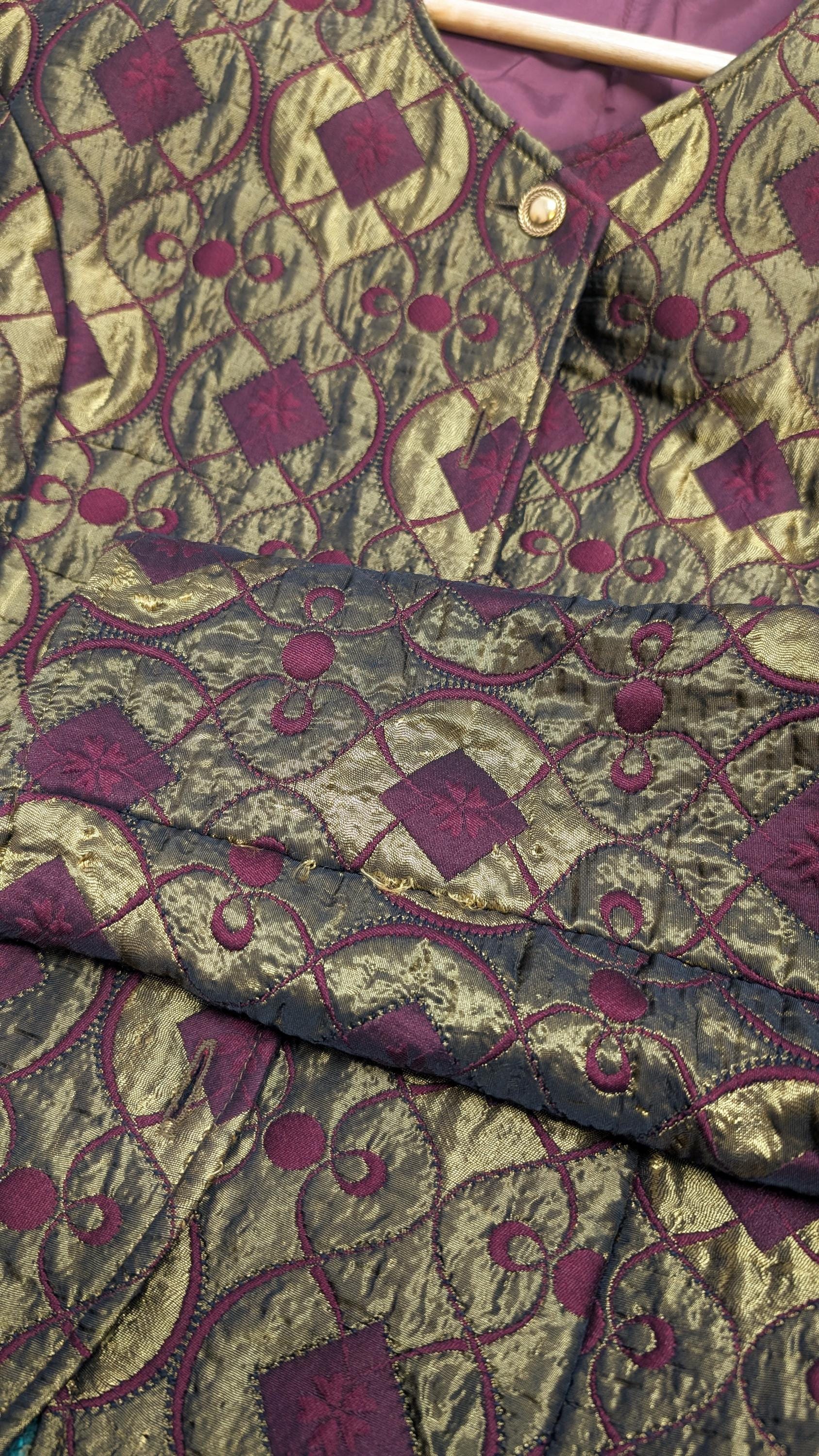 80s Metallic Brocade Jacket, Glam Blazer, XL Eveningwear
