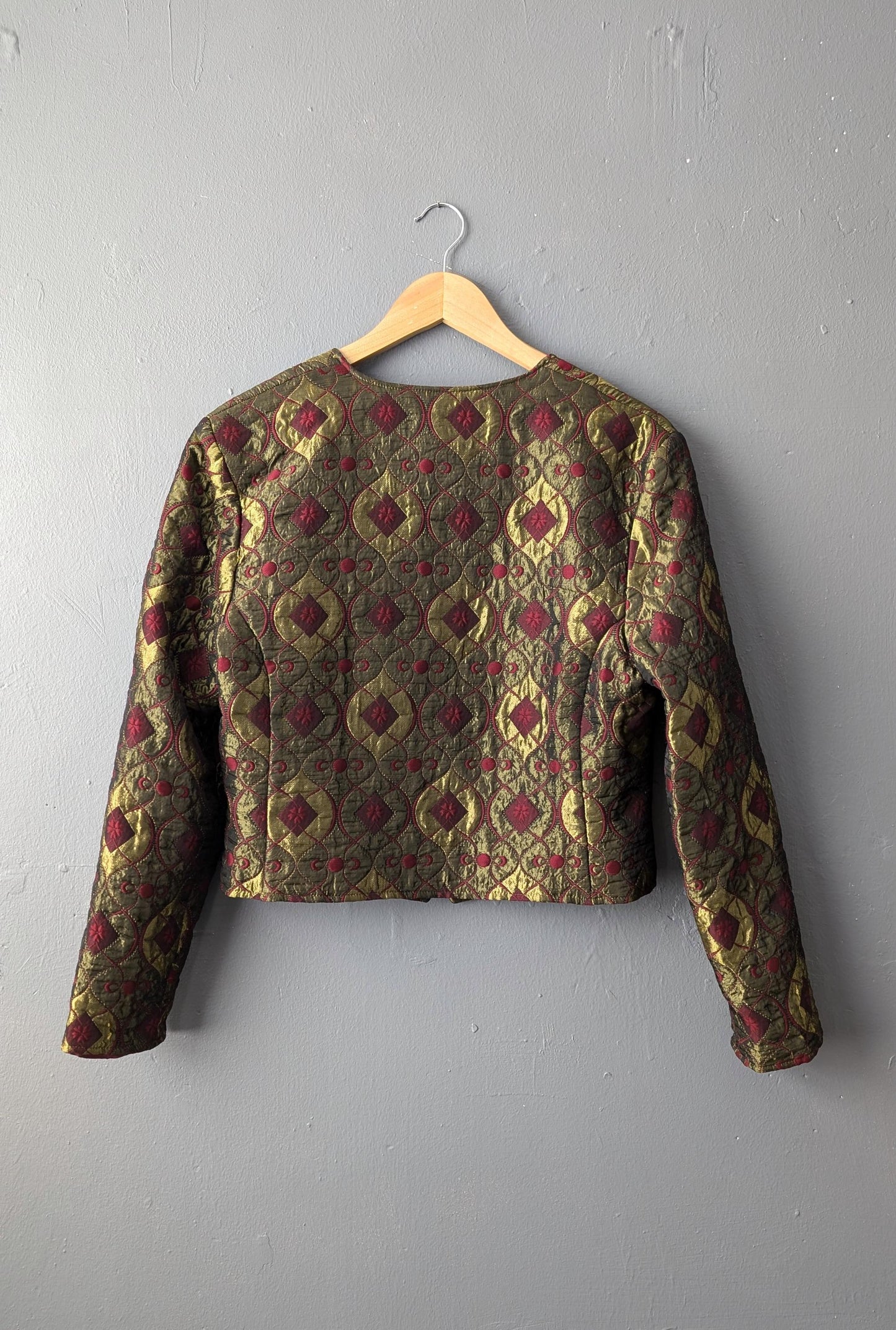 80s Metallic Brocade Jacket, Glam Blazer, XL Eveningwear