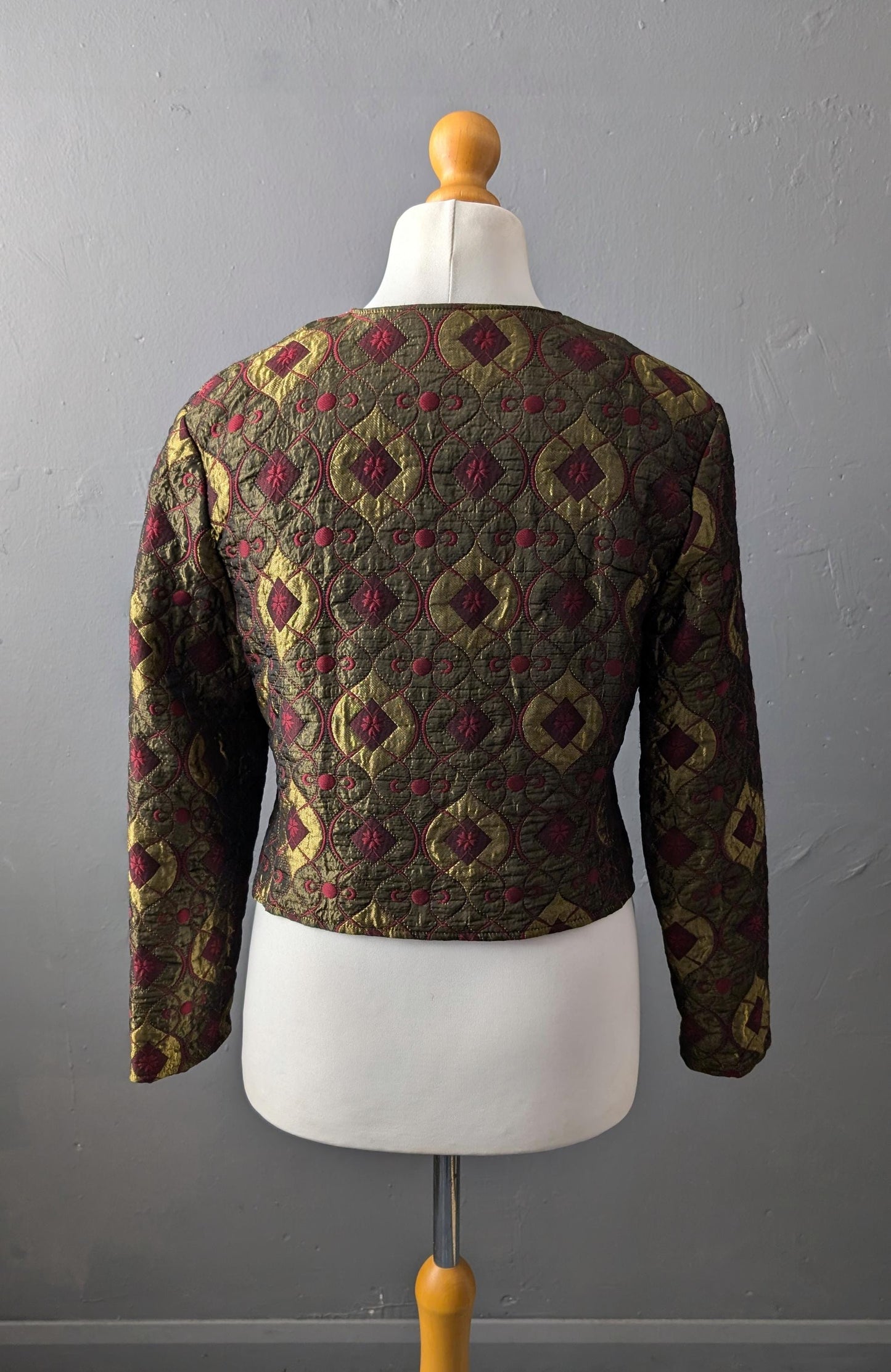 80s Metallic Brocade Jacket, Glam Blazer, XL Eveningwear