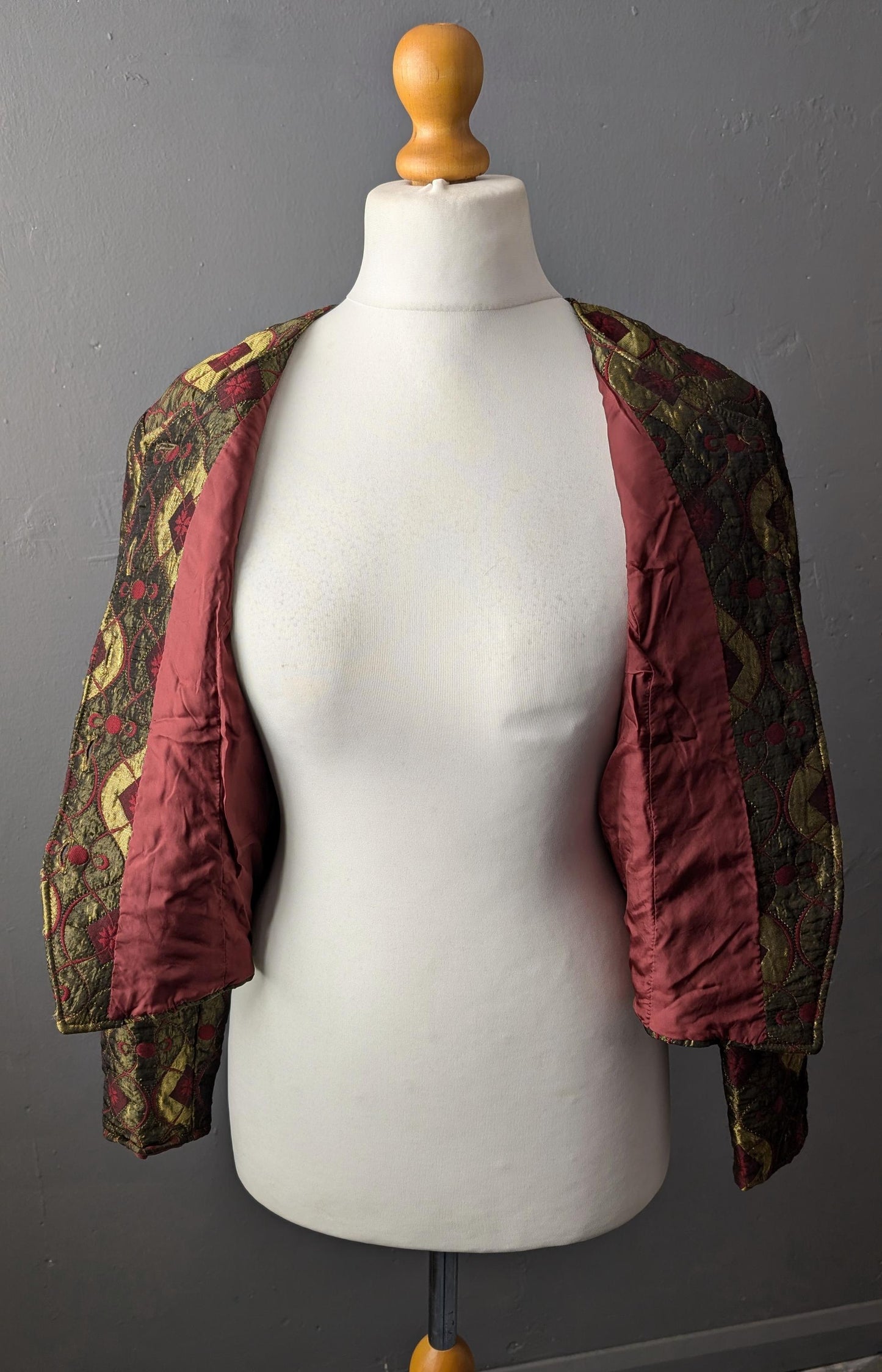 80s Metallic Brocade Jacket, Glam Blazer, XL Eveningwear