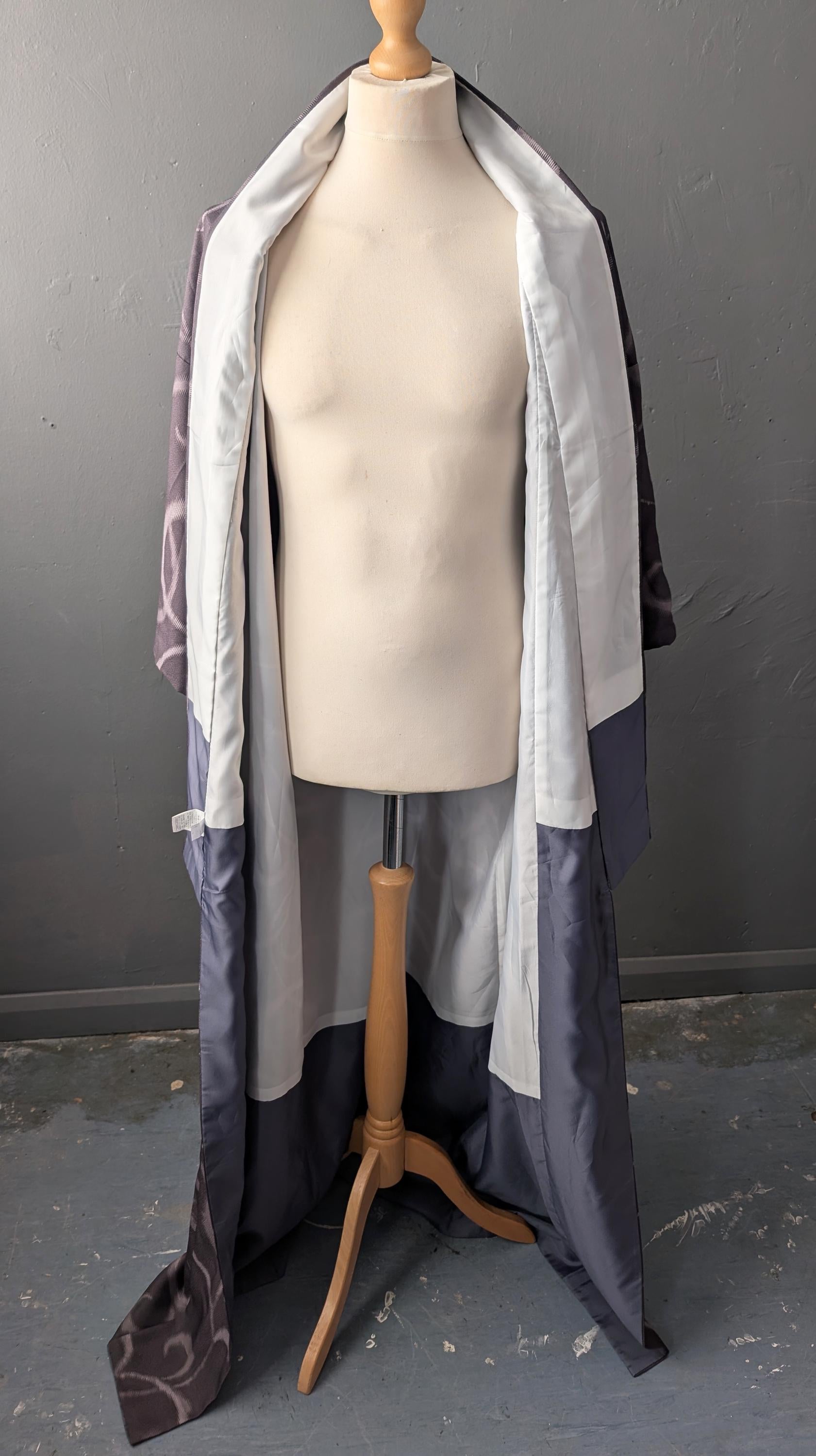 Vintage Komon Kimono, Faux Kasuri Swirl Print, Japanese Korin Robe, Size Large