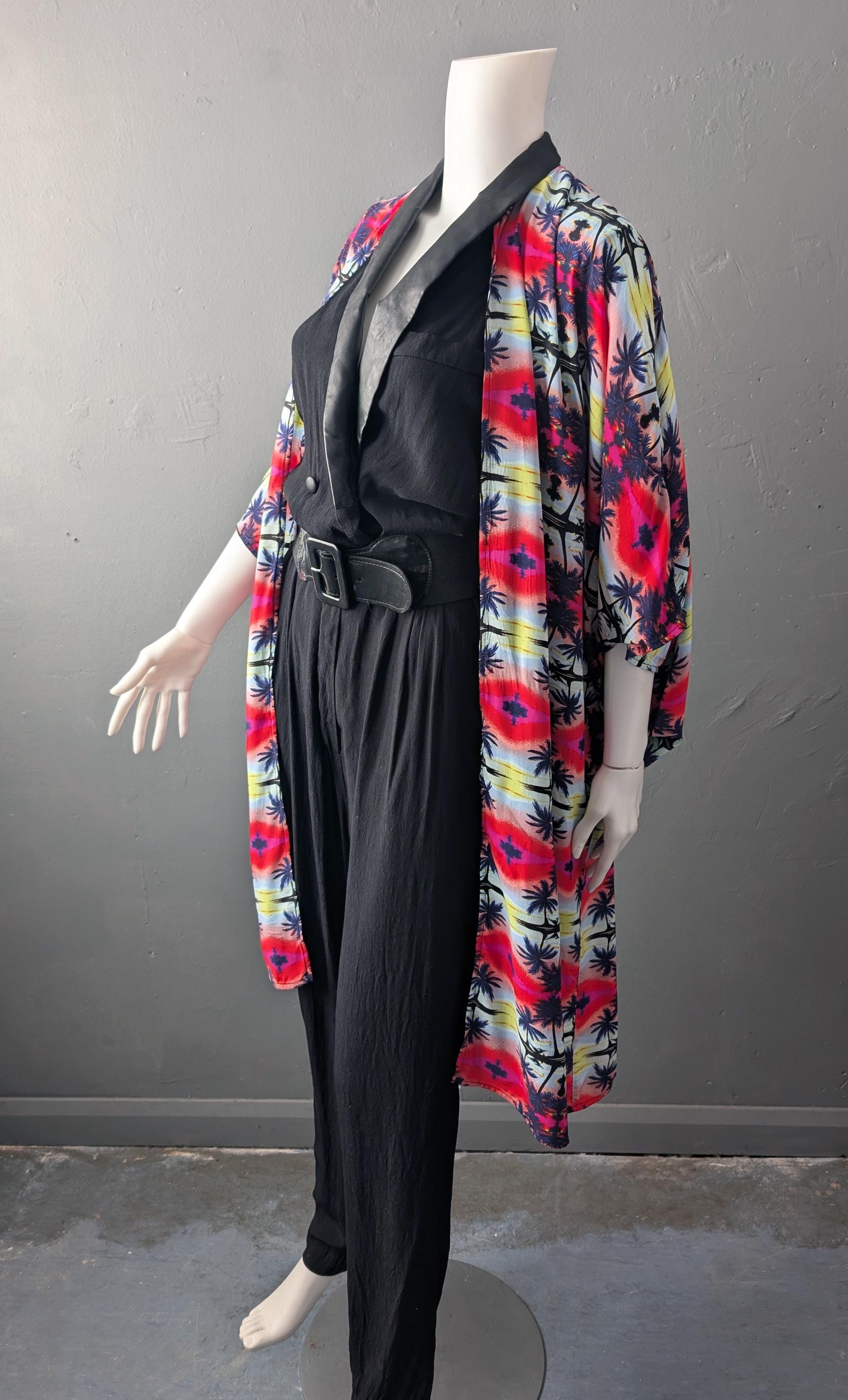 Tropical Beach Kimono Robe, Loud Colourful Resort Wear