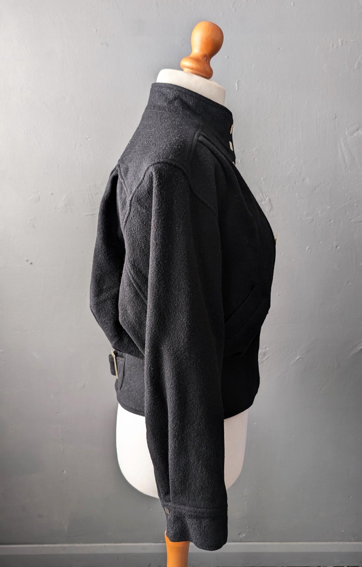 80s Cropped Wool Jacket, Double Breasted Short Coat, Size Medium