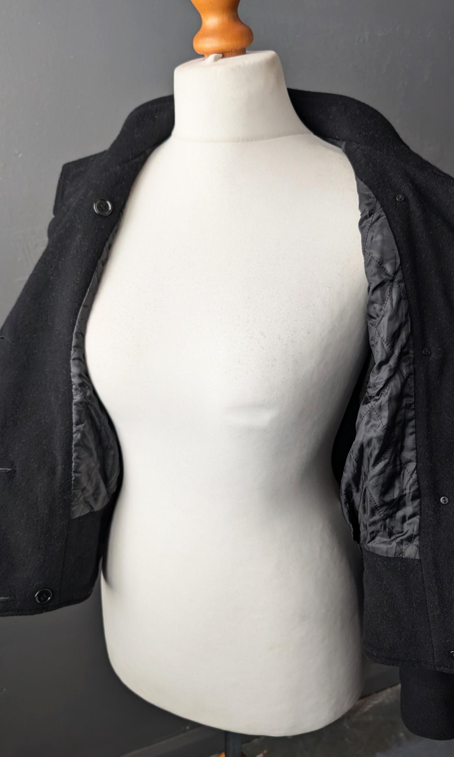 80s Cropped Wool Jacket, Double Breasted Short Coat, Size Medium
