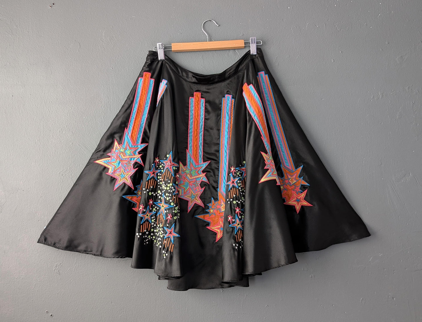 Embroidered Stars Skirt, Size Medium, Pop Art Avant Garde Festival Clothing