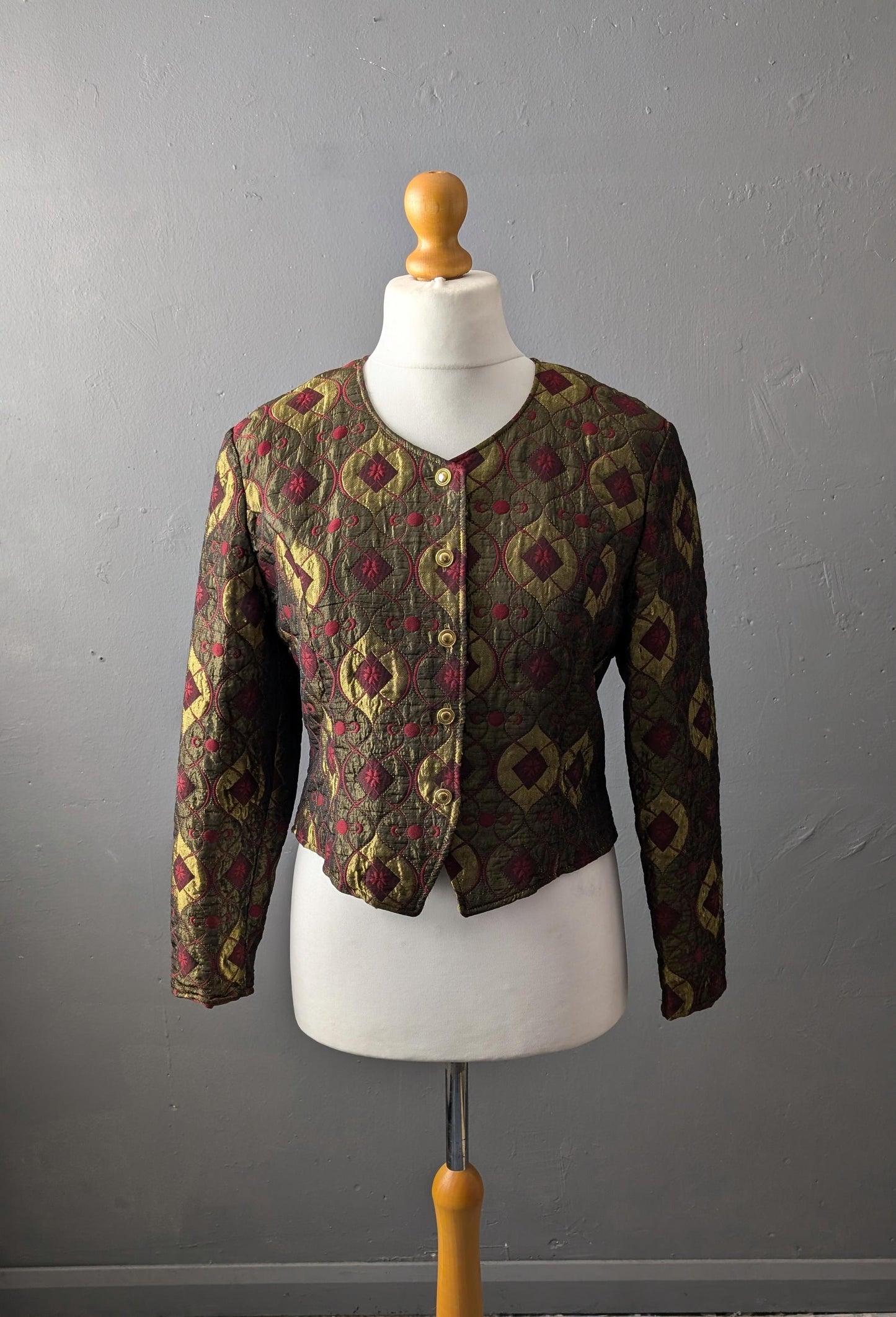 80s Metallic Brocade Jacket, Glam Blazer, XL Eveningwear
