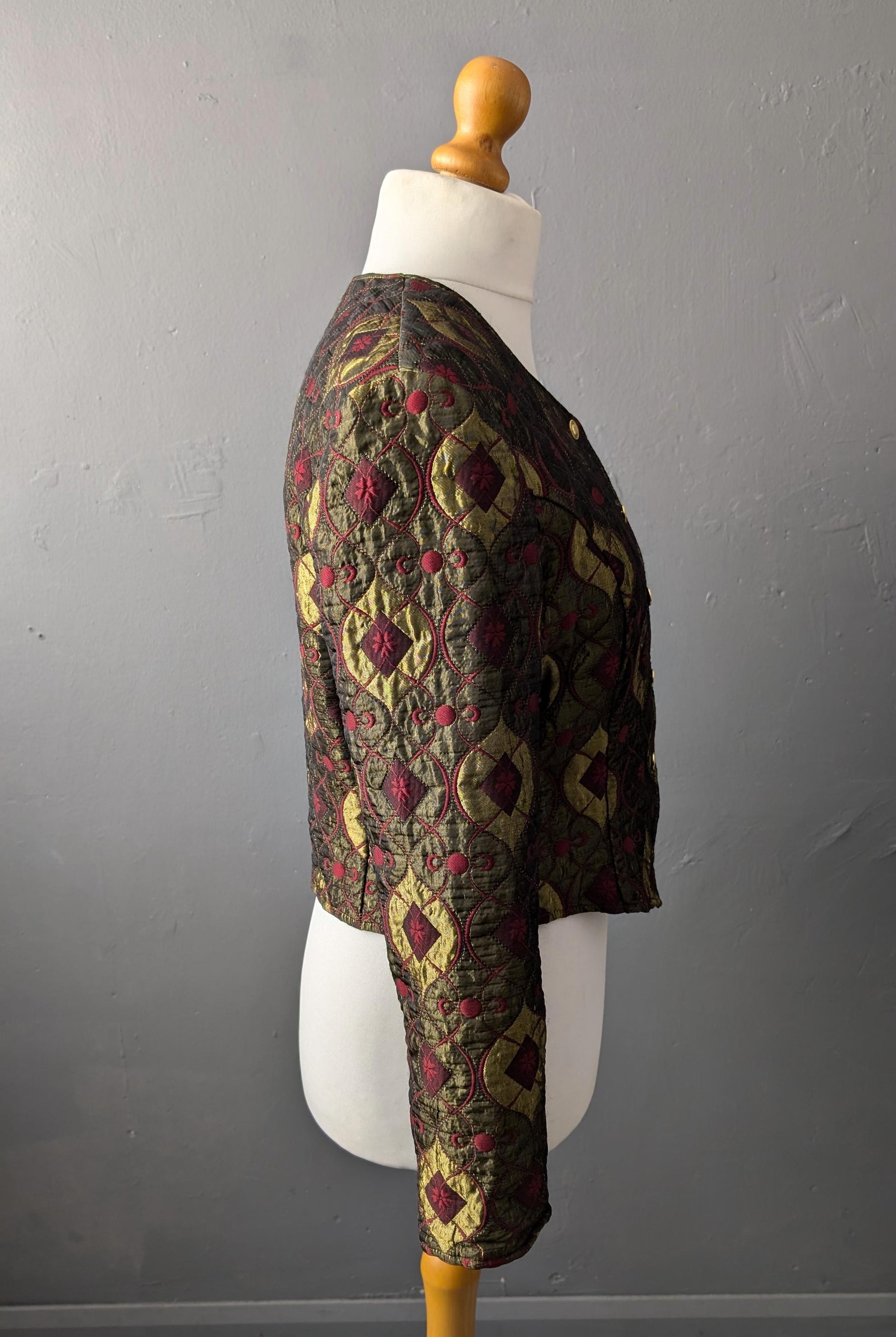 80s Metallic Brocade Jacket, Glam Blazer, XL Eveningwear