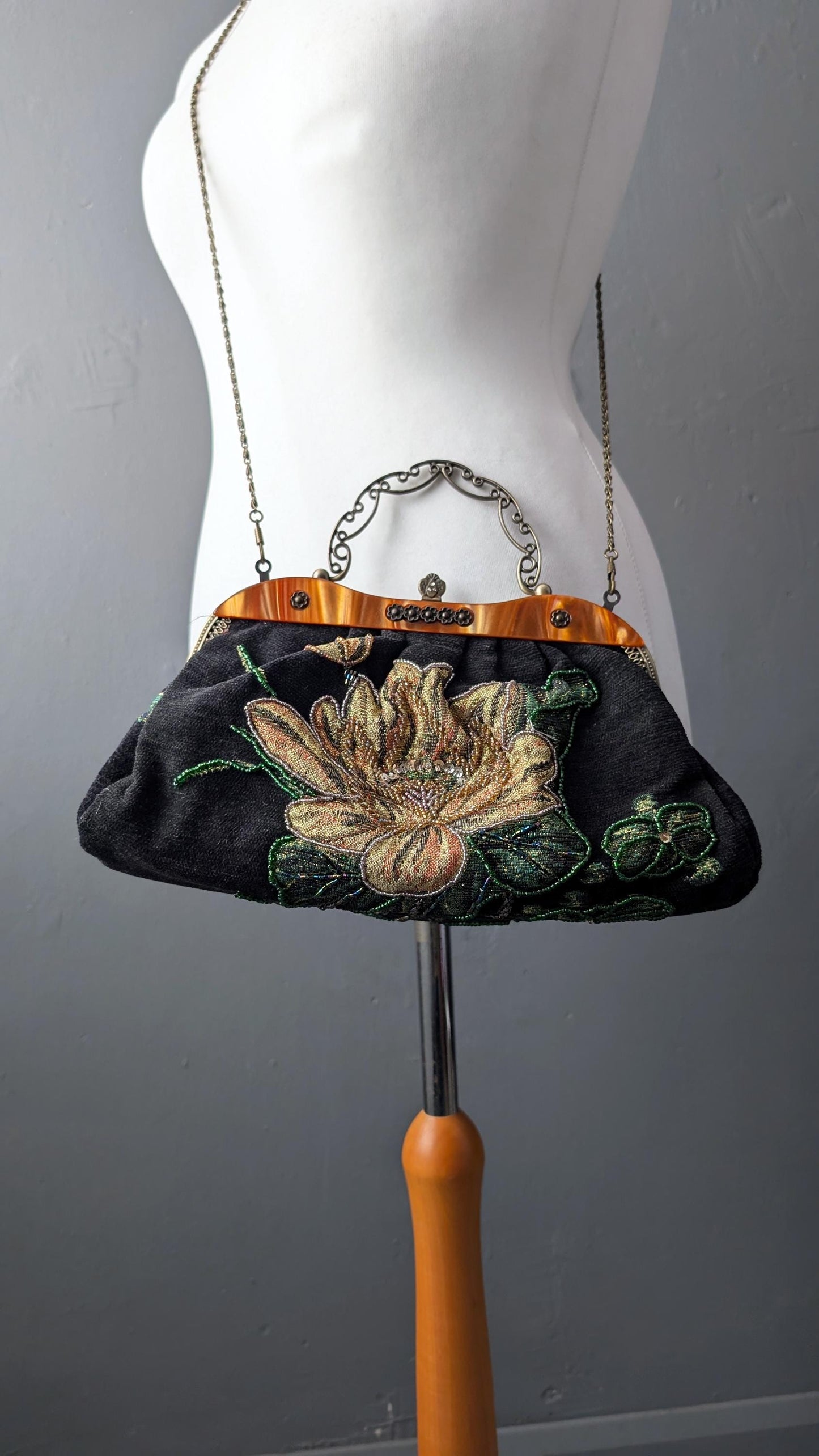 Vintage Embroidered Handbag by Leko of London, Sequinned Beaded Bag