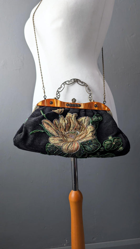 Vintage Embroidered Handbag by Leko of London, Sequinned Beaded Bag