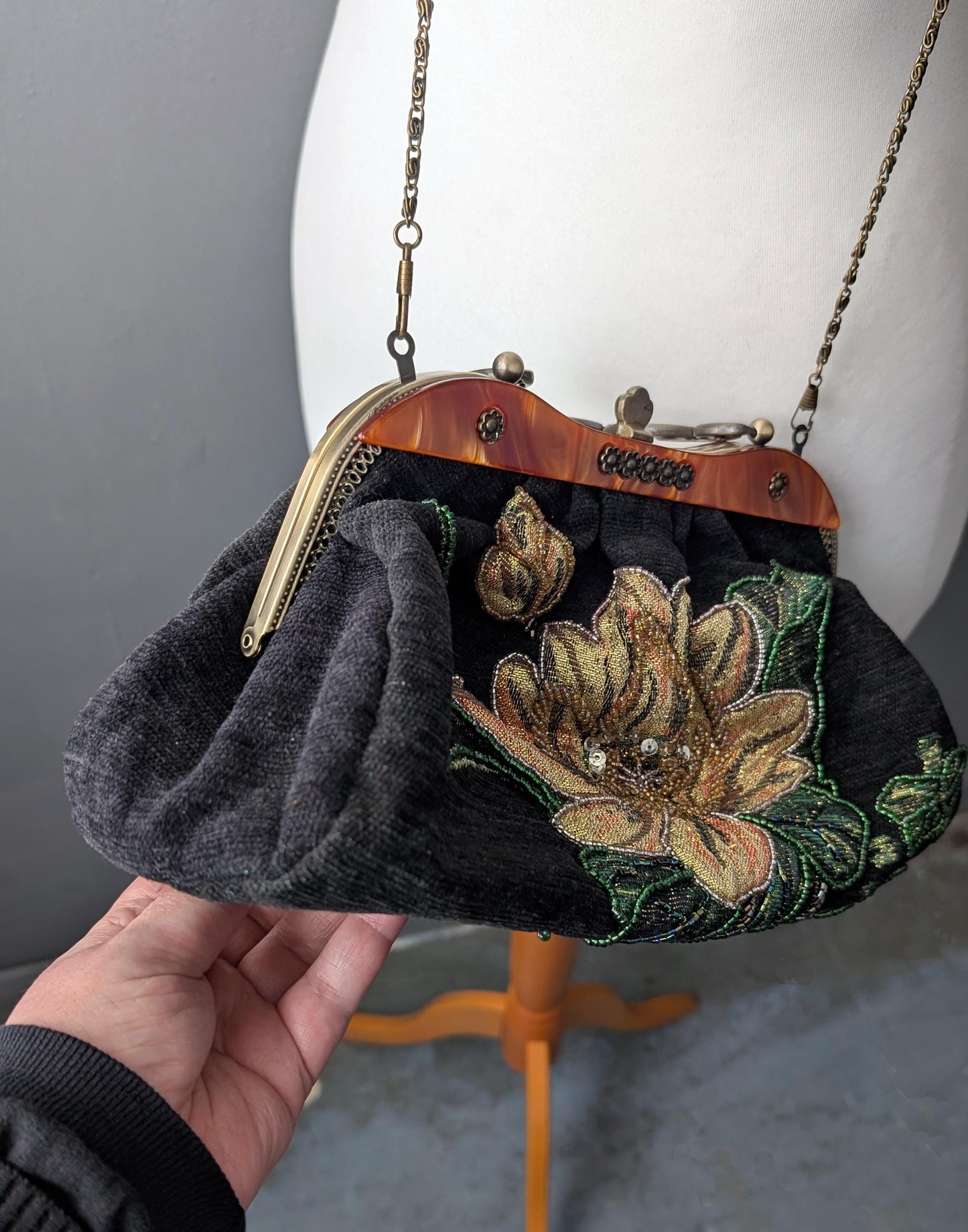 Vintage Embroidered Handbag by Leko of London, Sequinned Beaded Bag