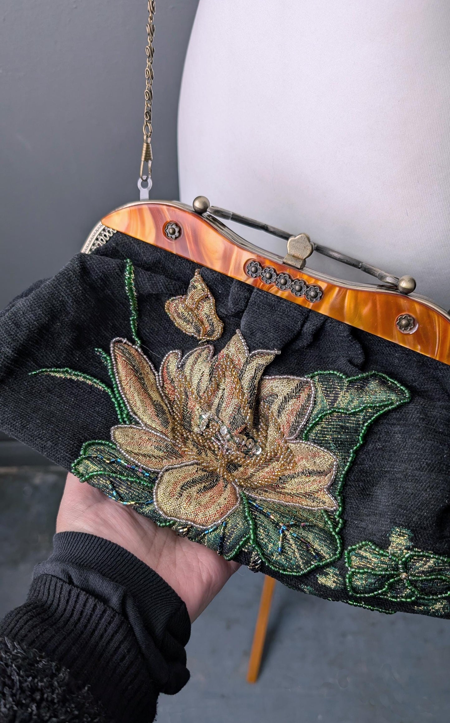 Vintage Embroidered Handbag by Leko of London, Sequinned Beaded Bag