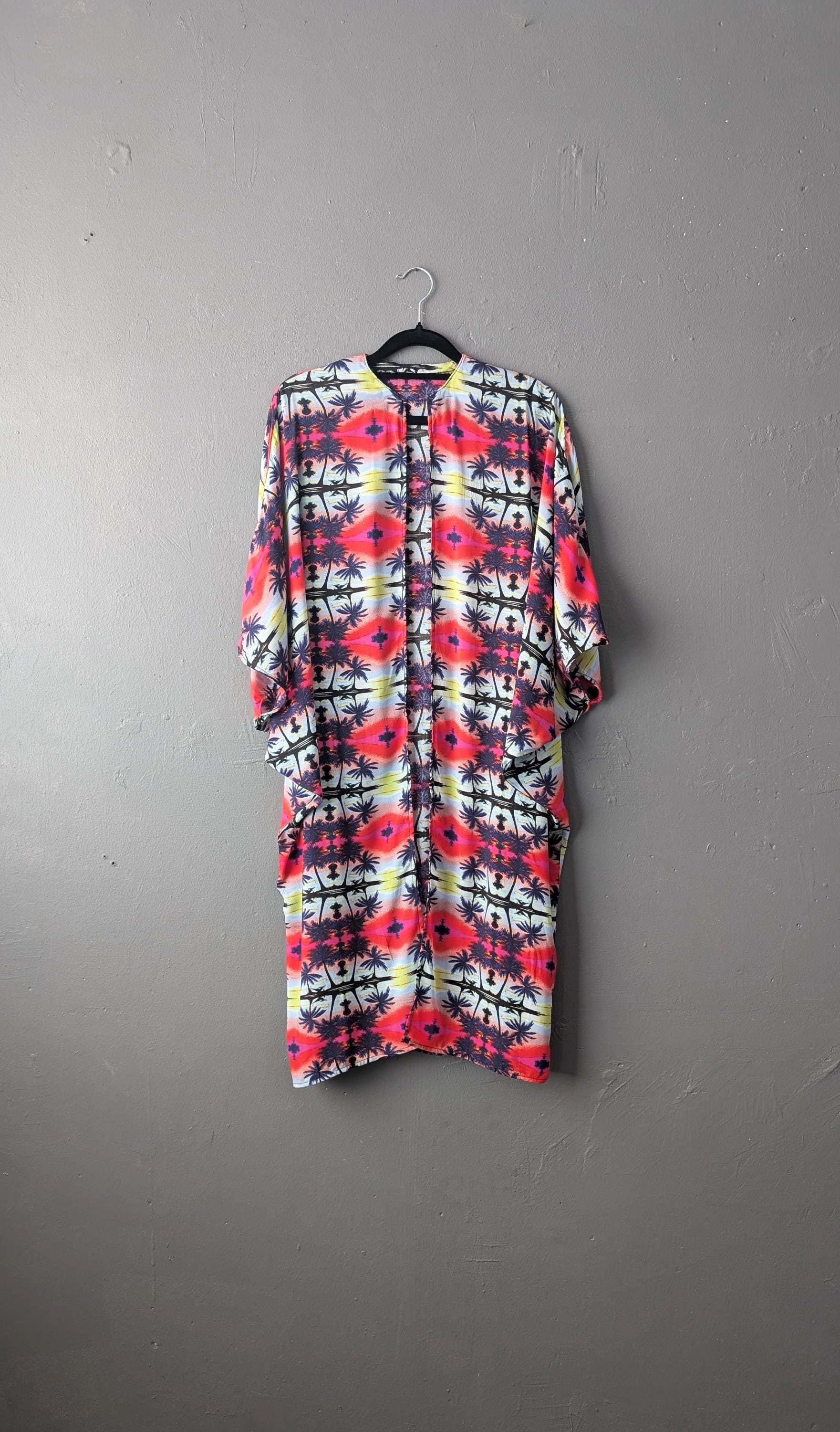 Tropical Beach Kimono Robe, Loud Colourful Resort Wear