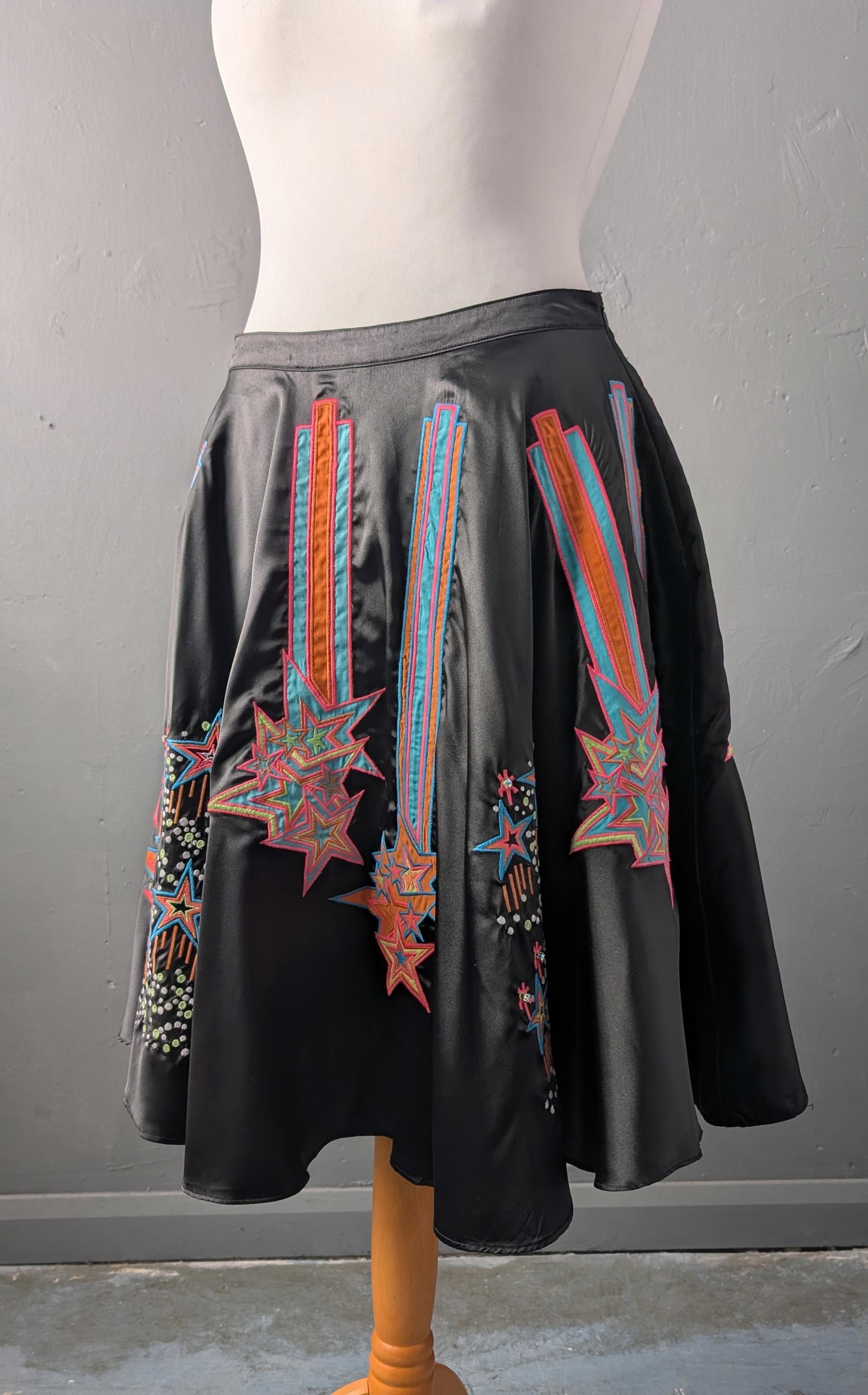Embroidered Stars Skirt, Size Medium, Pop Art Avant Garde Festival Clothing