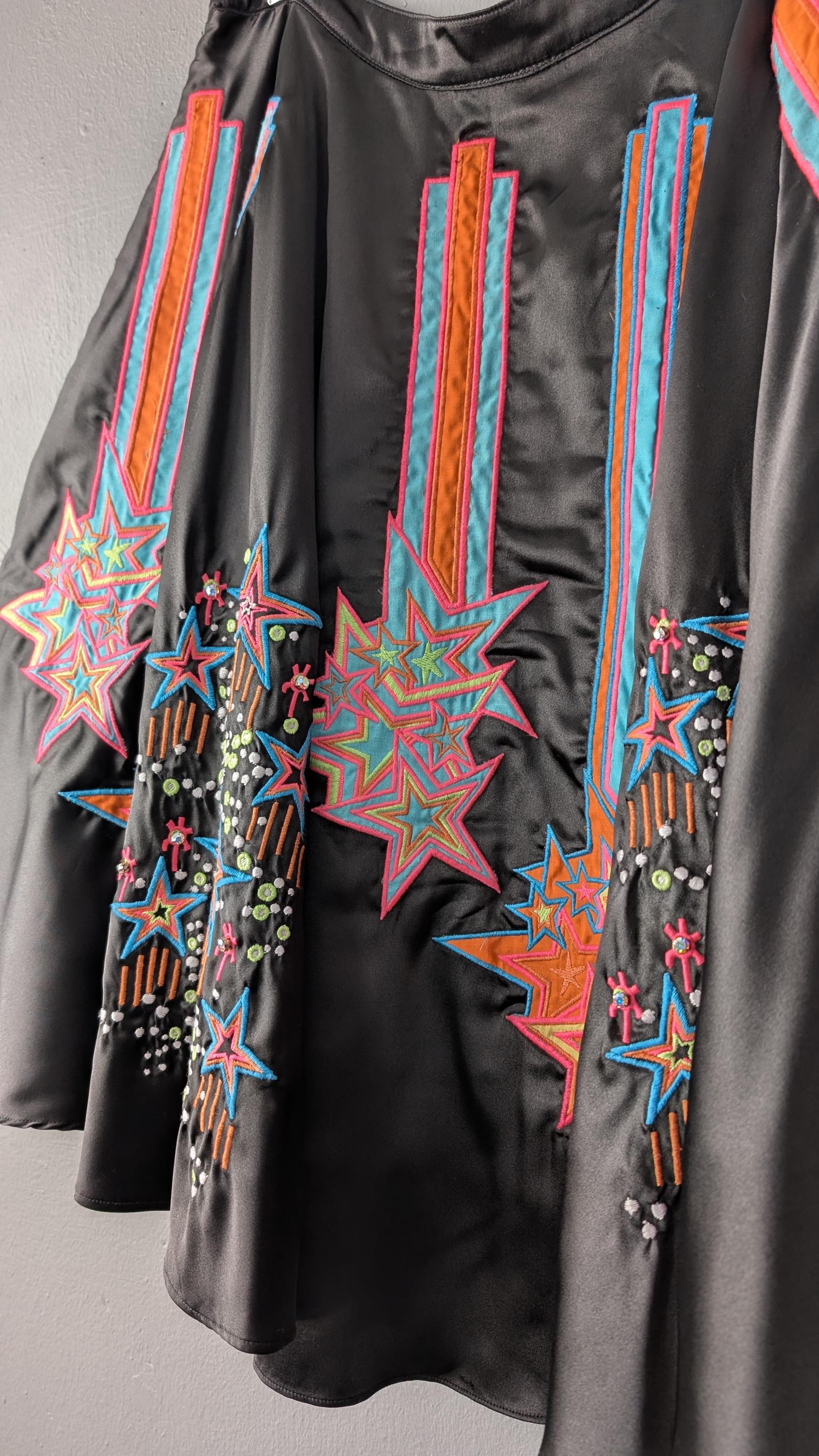 Embroidered Stars Skirt, Size Medium, Pop Art Avant Garde Festival Clothing