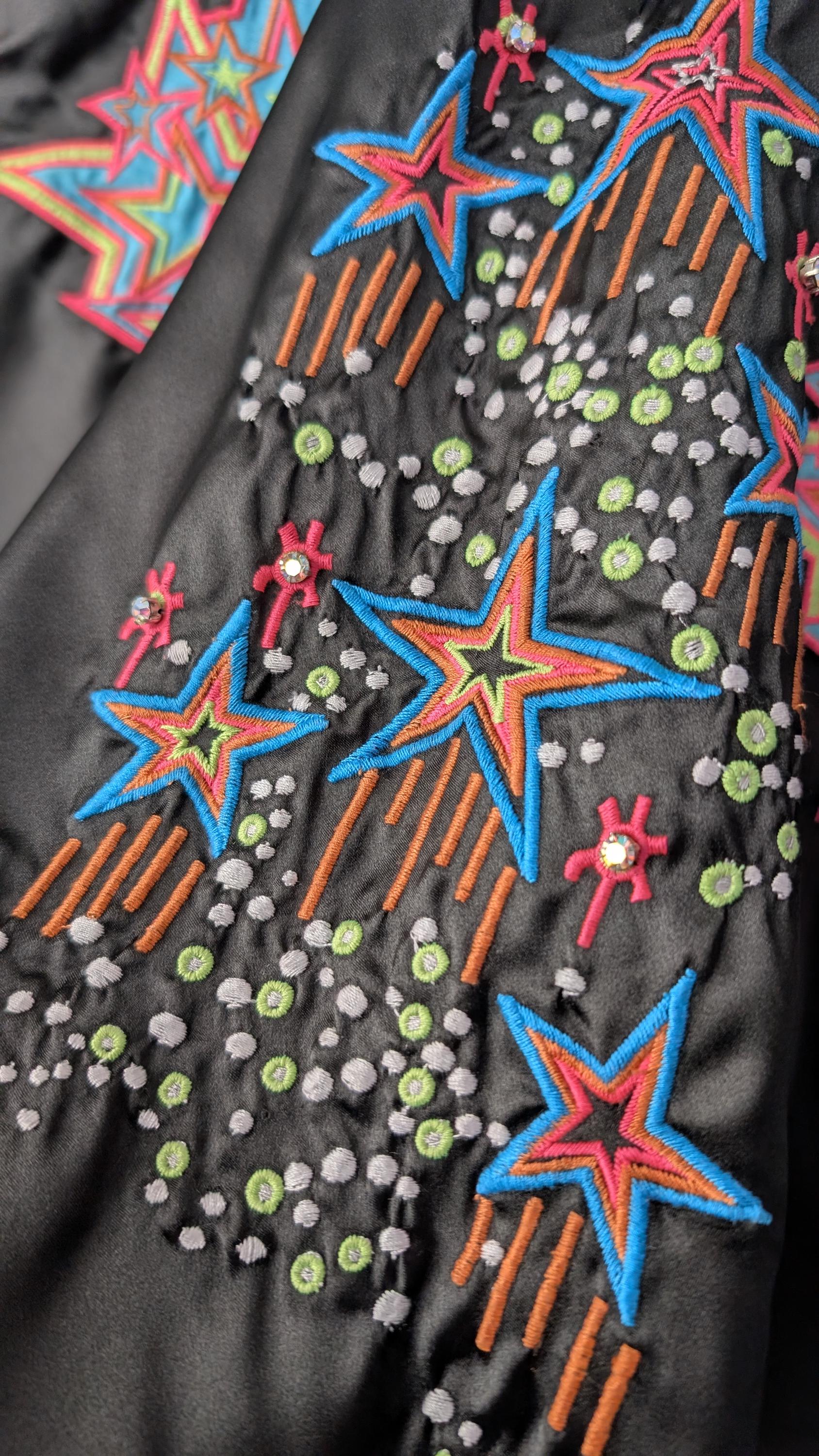 Embroidered Stars Skirt, Size Medium, Pop Art Avant Garde Festival Clothing