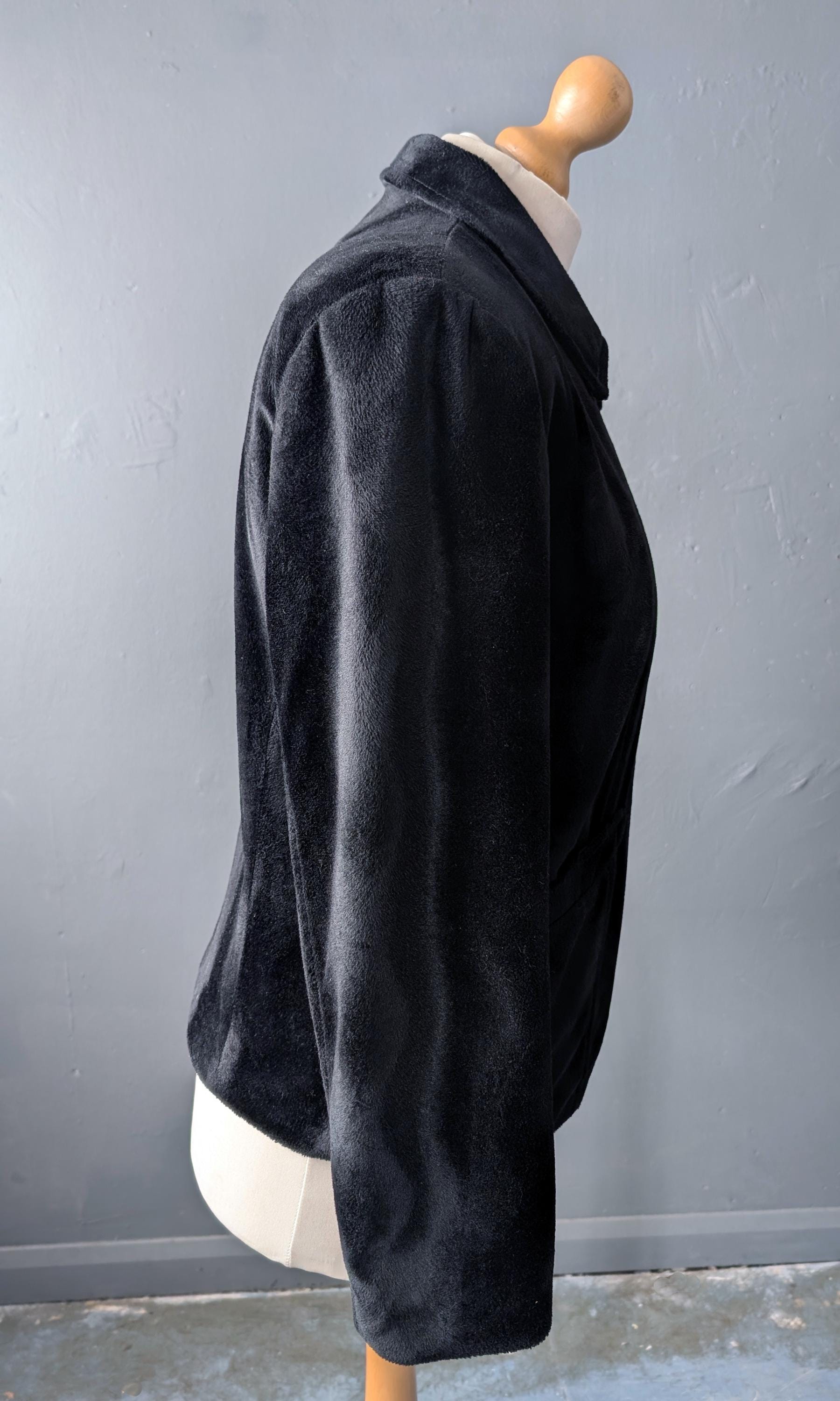 Velboa Faux Fur Jacket, Vintage 90s Zip Up Coat, Size Large