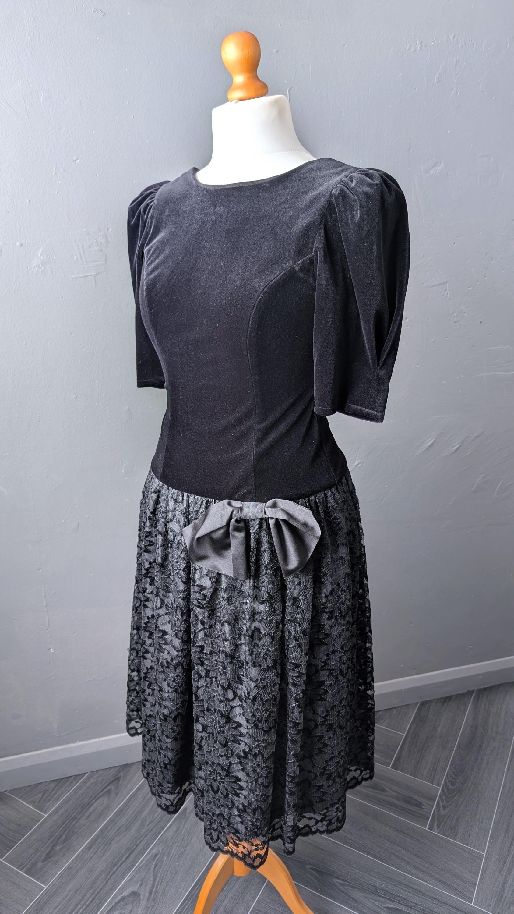 80s Velvet Prom Dress, Cocktail Party Outfit, Size Medium