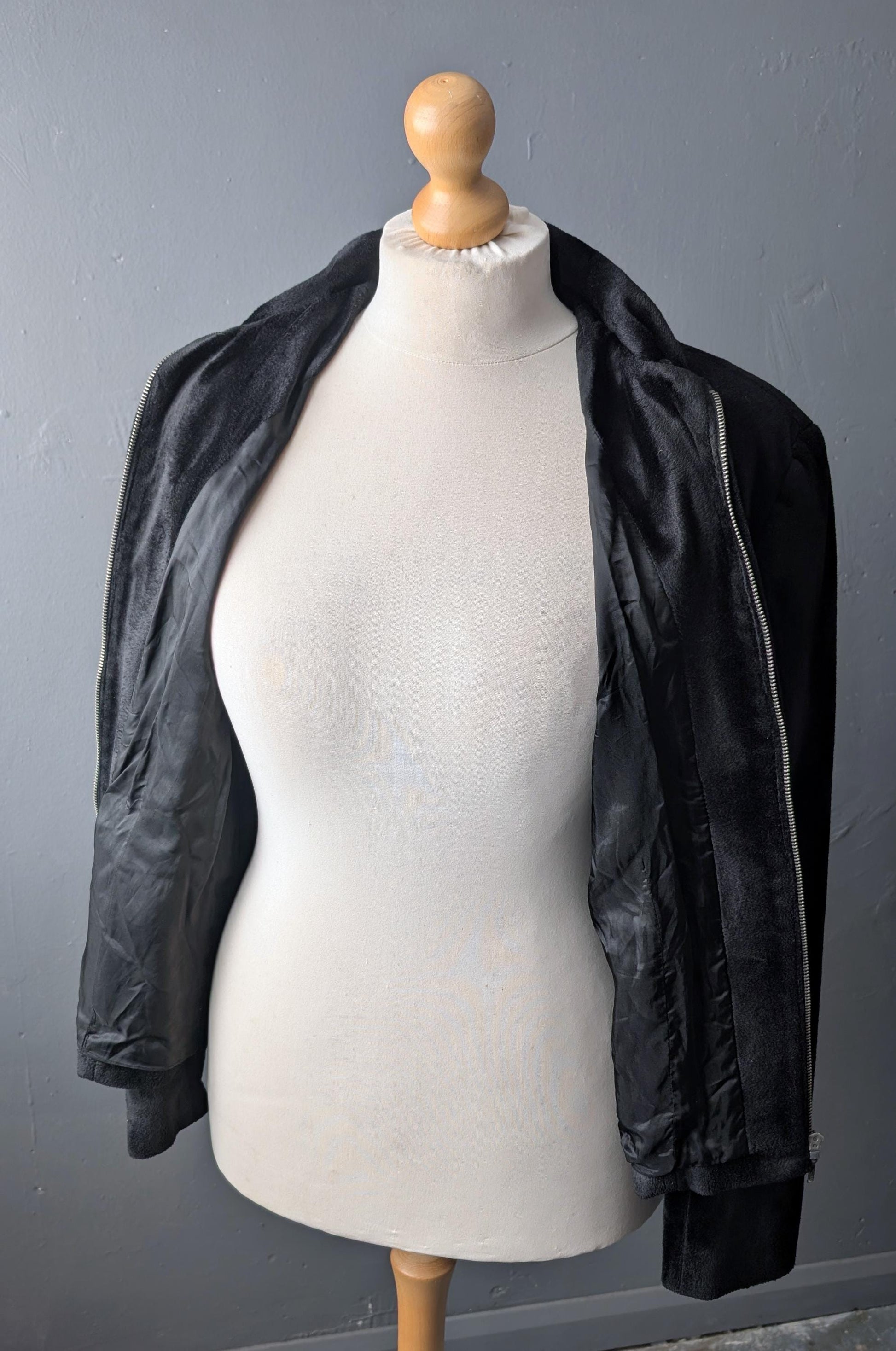 Velboa Faux Fur Jacket, Vintage 90s Zip Up Coat, Size Large