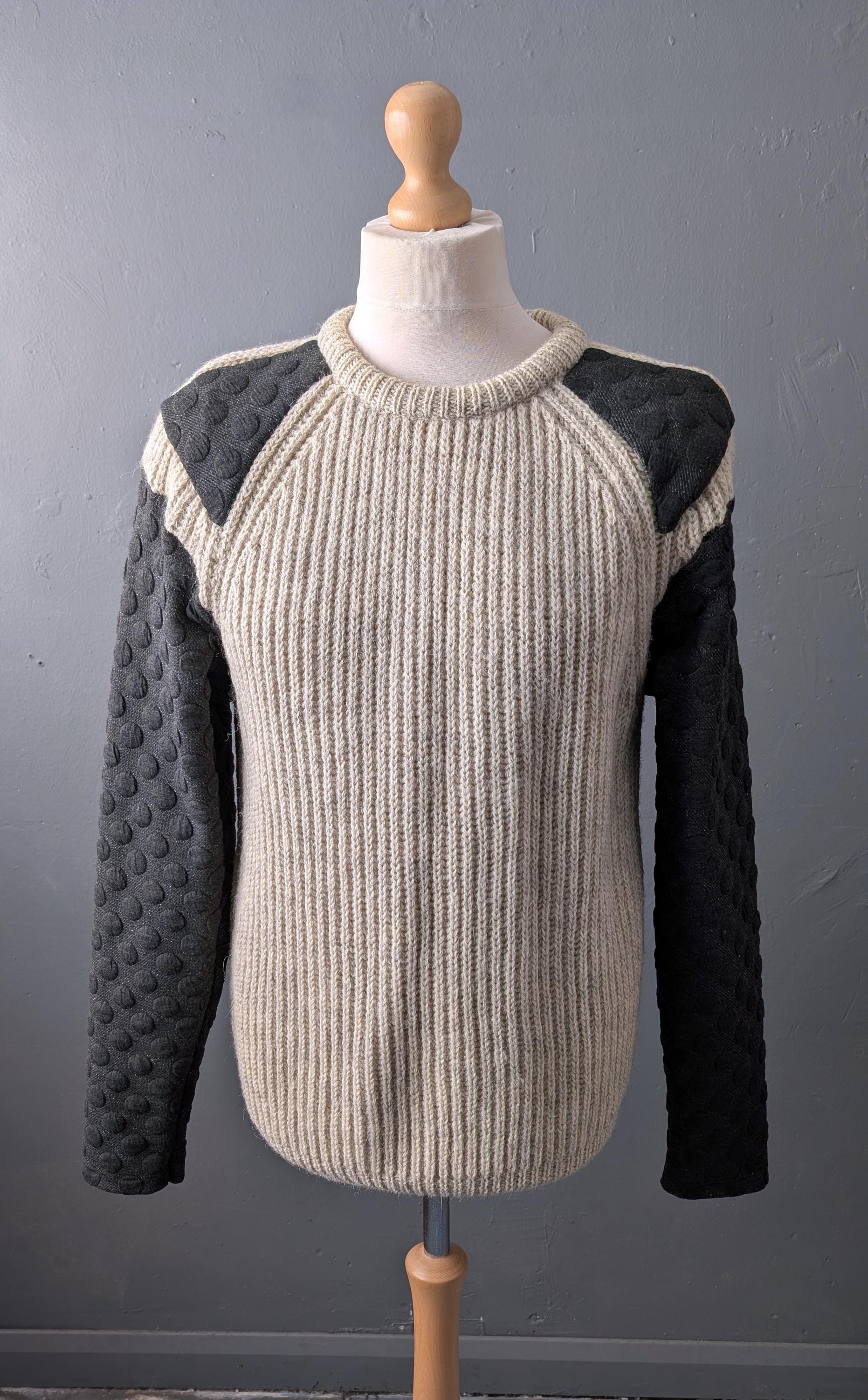 Mens Chunky Knit Wool Sweater, Modern Upcycled Pullover, 40 Chest