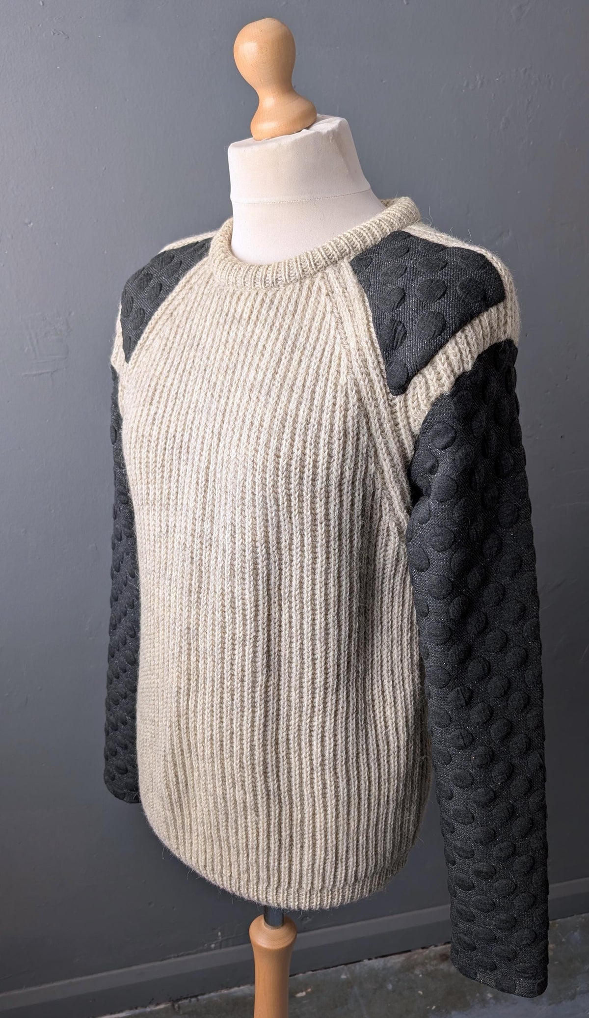 Mens Chunky Knit Wool Sweater, Modern Upcycled Pullover, 40 Chest