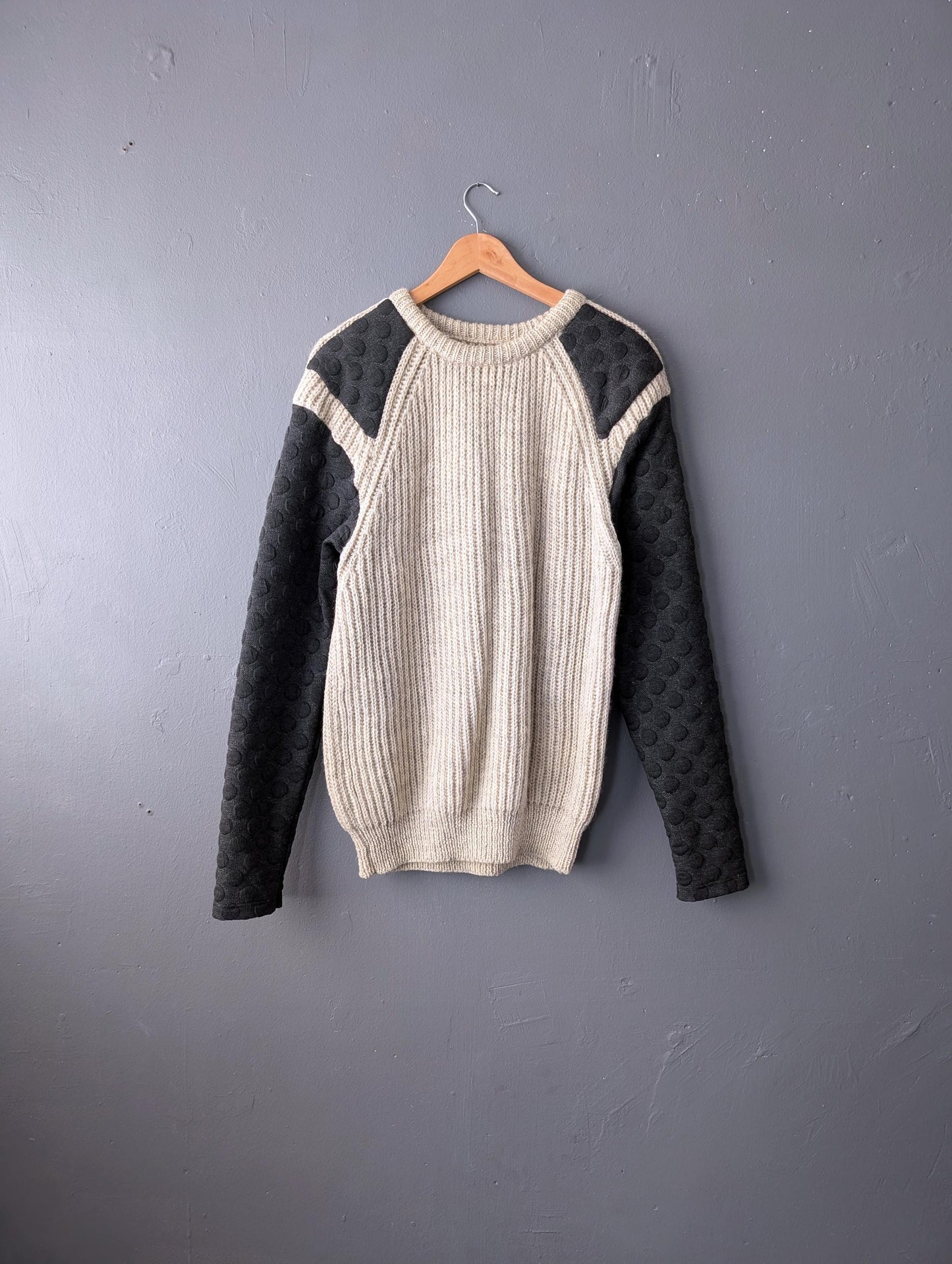 Mens Chunky Knit Wool Sweater, Modern Upcycled Pullover, 40 Chest