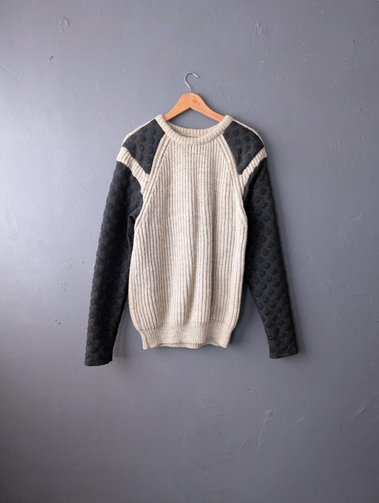 Mens Chunky Knit Wool Sweater, Modern Upcycled Pullover, 40 Chest