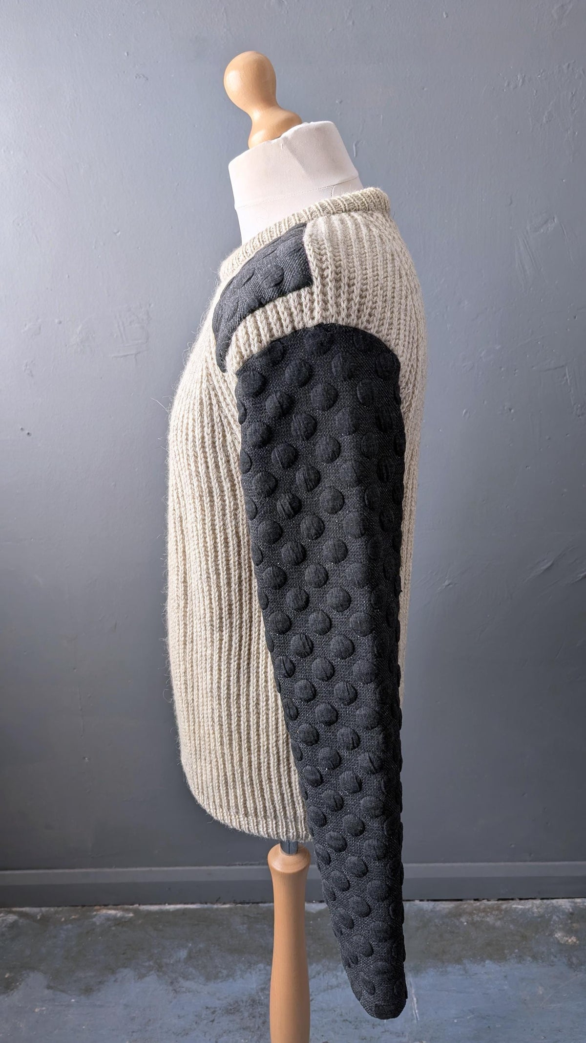 Mens Chunky Knit Wool Sweater, Modern Upcycled Pullover, 40 Chest