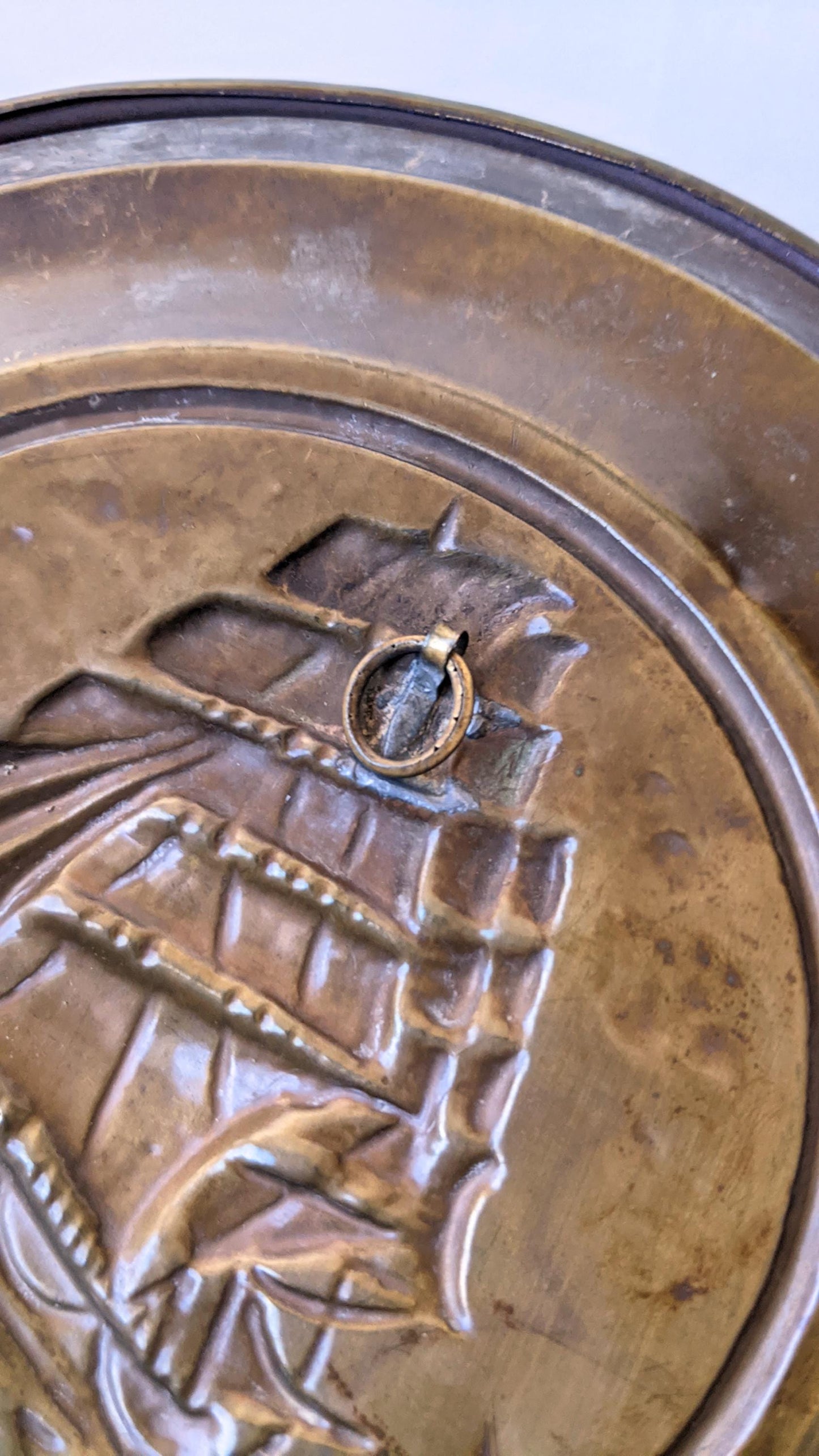 Vintage Brass Wall Plate, Mid Century Sailing Ship, Nautical Decor