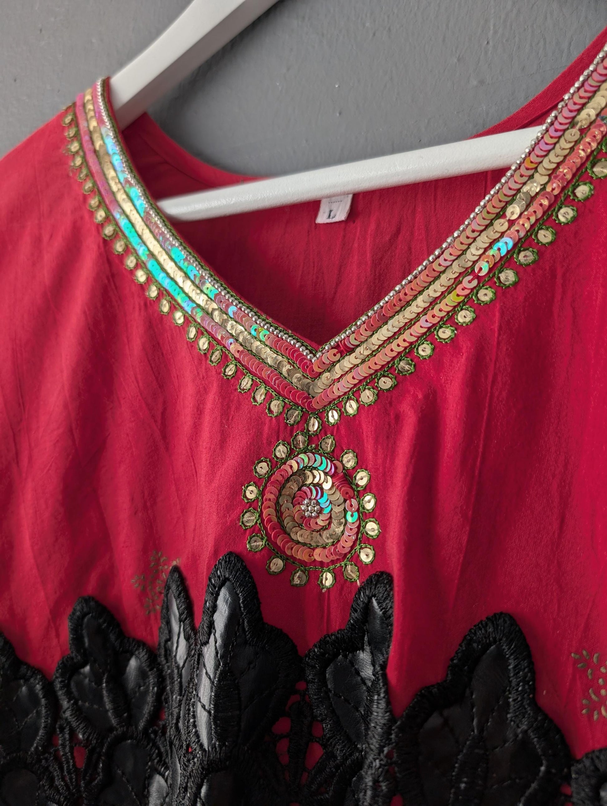 Embroidered Ethnic Crop Top, Indian Belly Shirt, OOAK Boho, Size Small to Medium