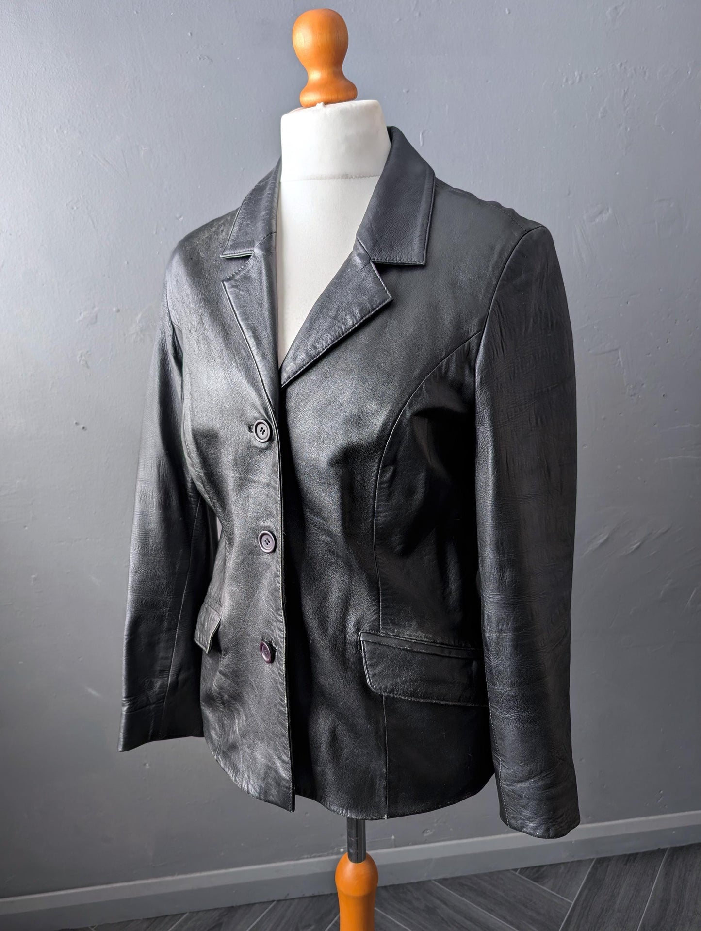 Painted Gothic Leather Jacket, Lunar Full Moon, Witchy Wearable Art