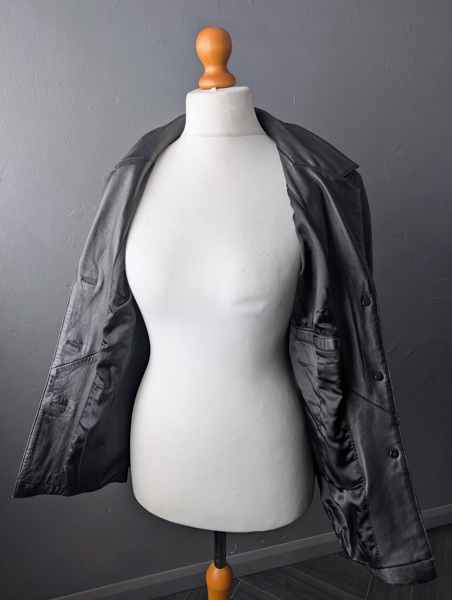 Painted Gothic Leather Jacket, Lunar Full Moon, Witchy Wearable Art