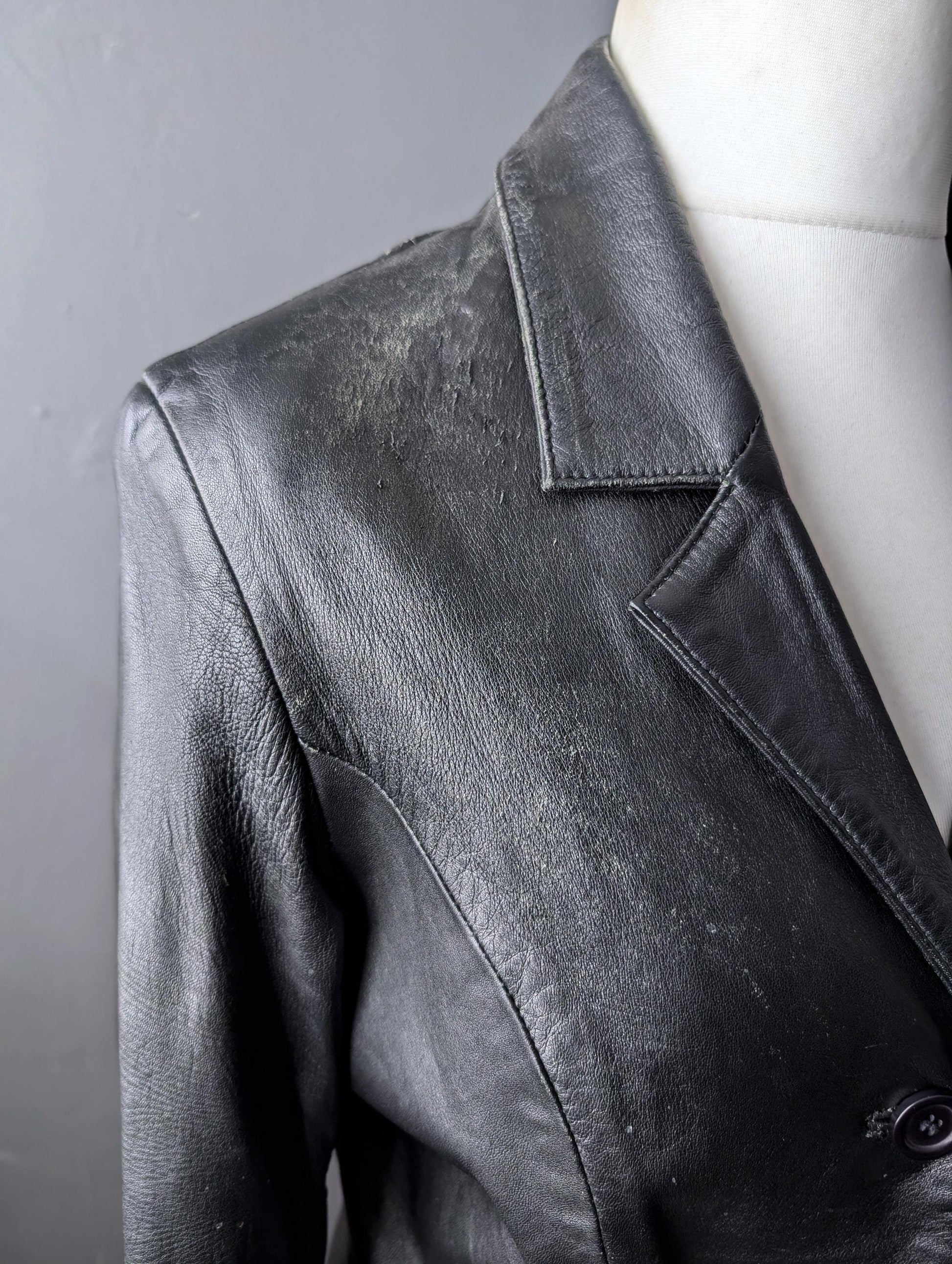 Painted Gothic Leather Jacket, Lunar Full Moon, Witchy Wearable Art