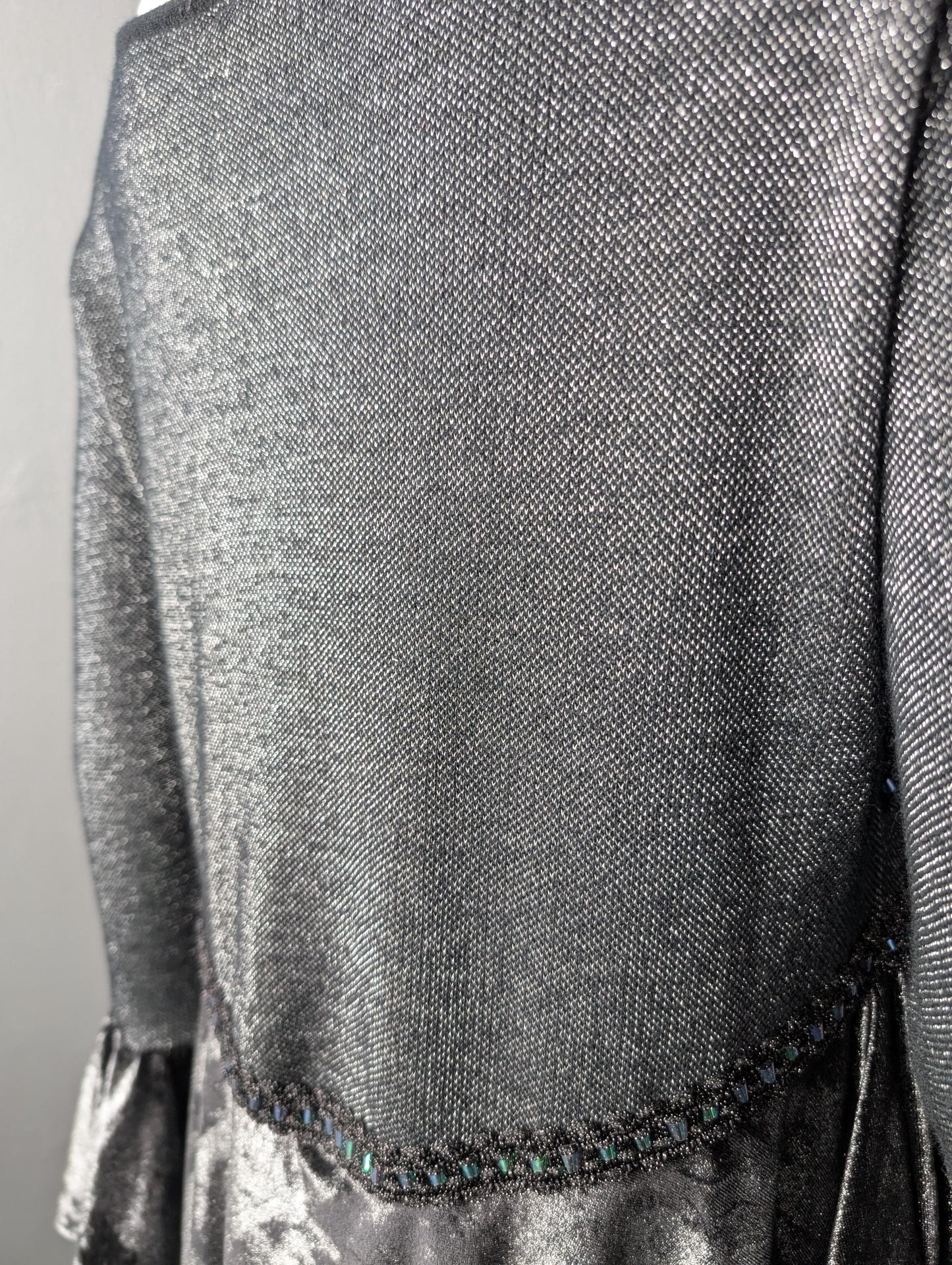 Metallic Silver Velvet Dress, Sparkly Futuristic Outfit, Size Small Medium