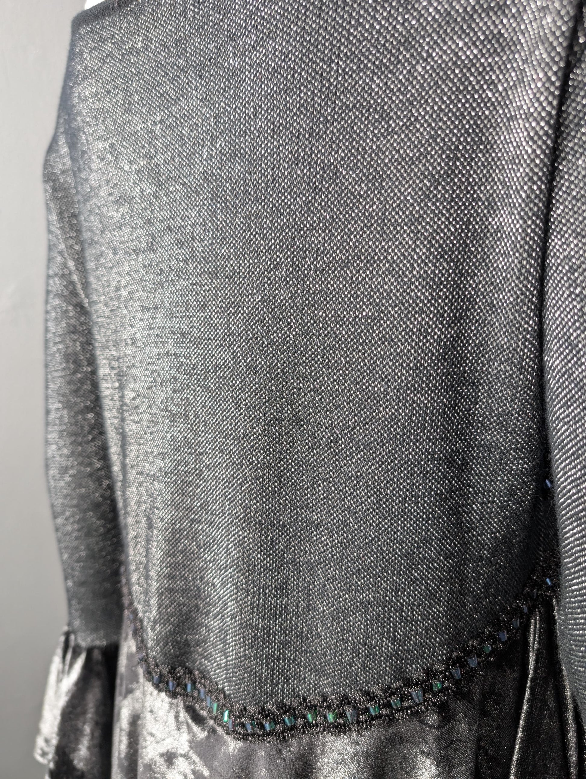 Metallic Silver Velvet Dress, Sparkly Futuristic Outfit, Size Small Medium
