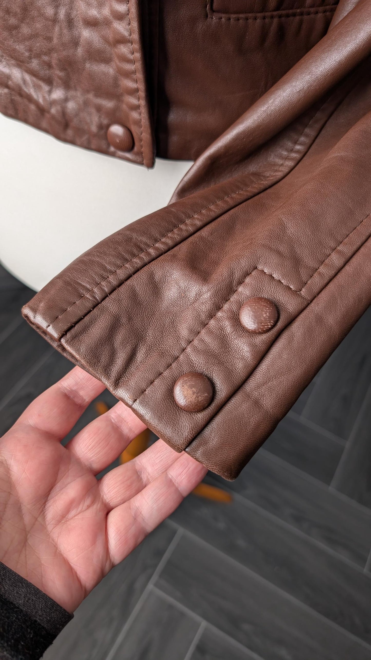 Womens Dieselpunk Leather Jacket, Short Deco Steampunk Coat, Size Medium
