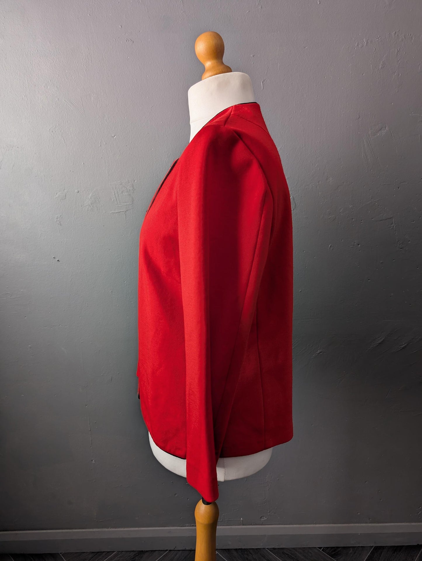 Red Wool Blend Jacket by Aspens, 80s Boxy Suit Blazer, Size Large