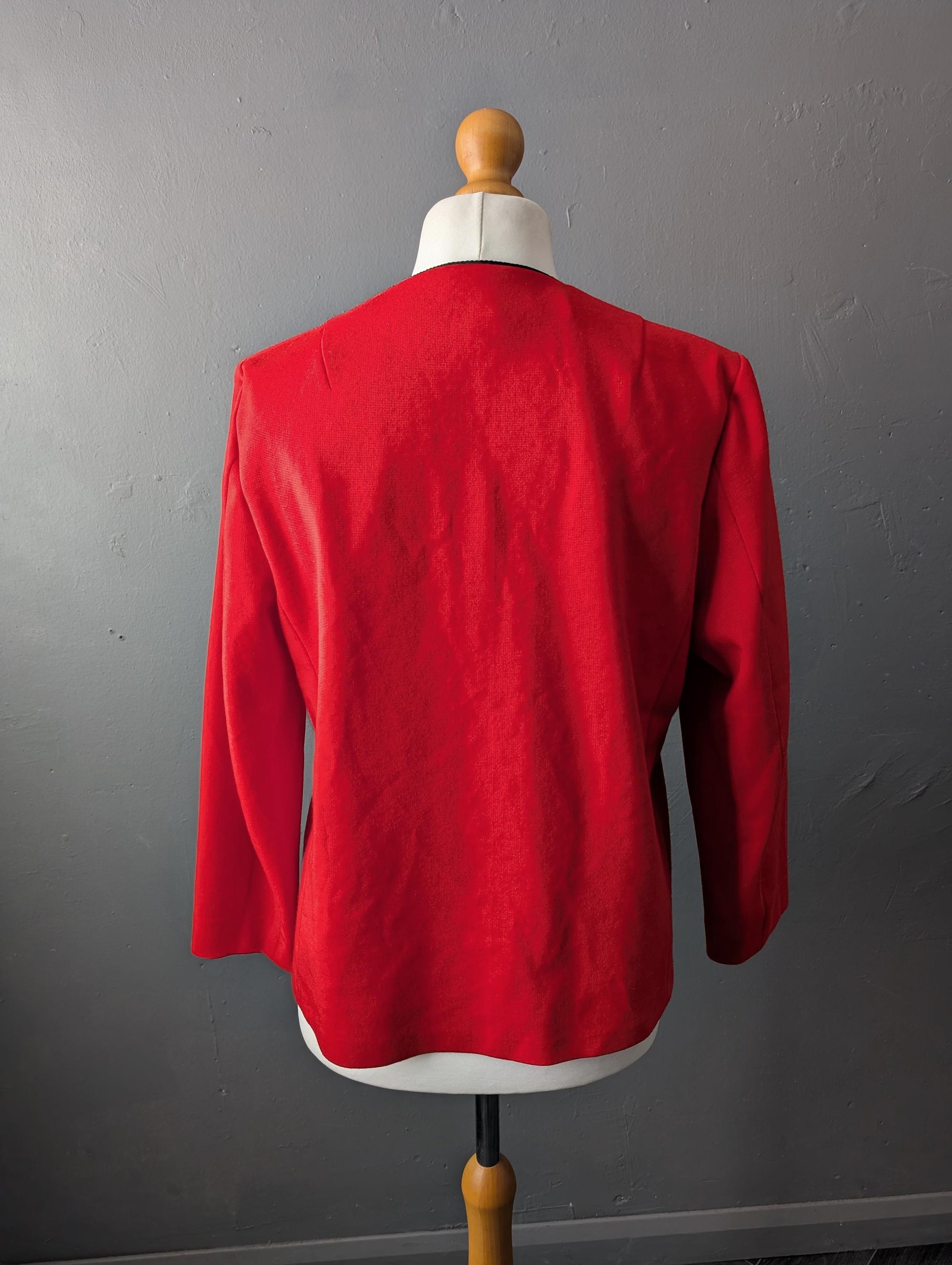 Red Wool Blend Jacket by Aspens, 80s Boxy Suit Blazer, Size Large